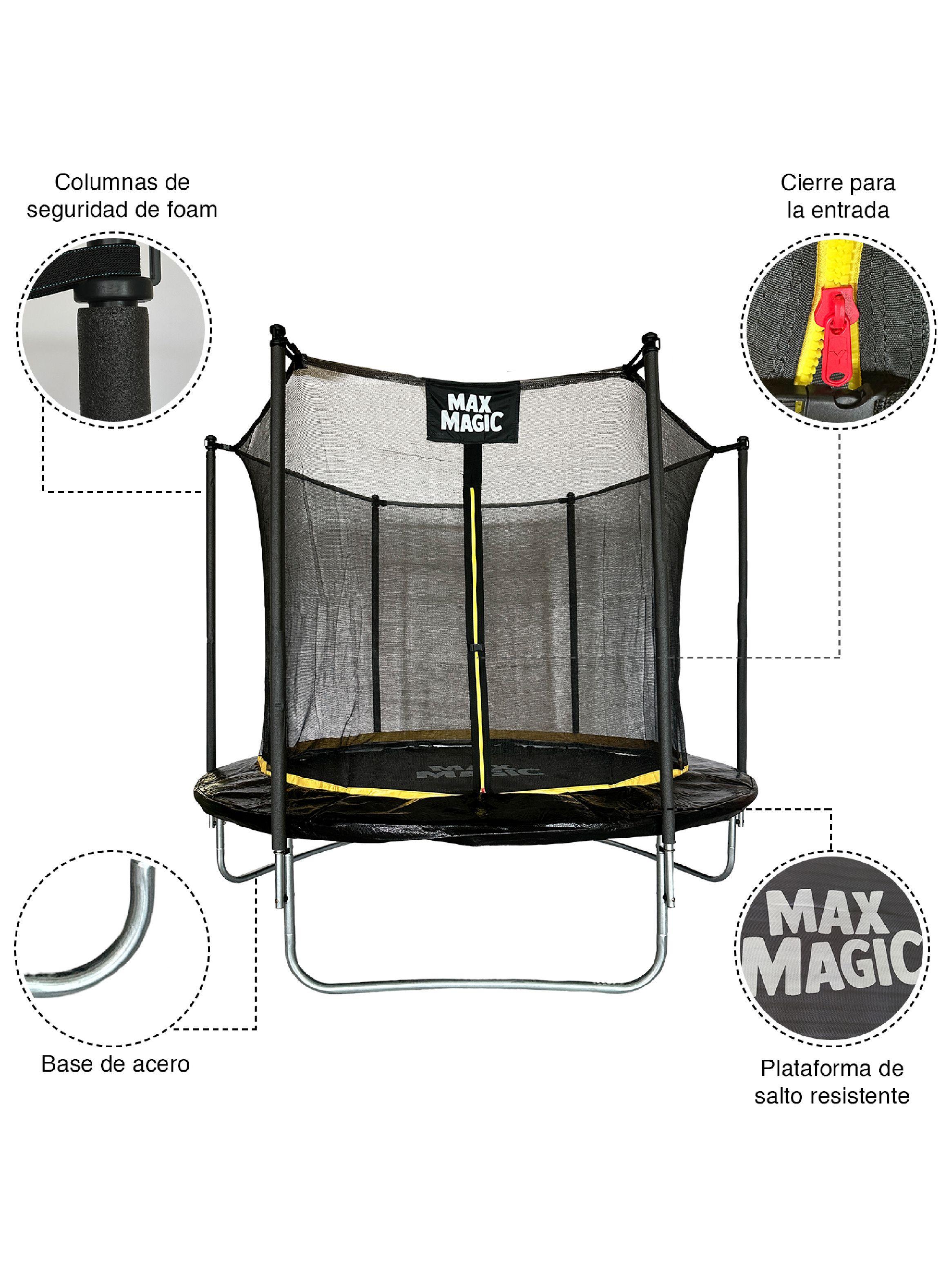 Cama Elástica Max Magic 244cm Negra con Red de Seguridad-3
