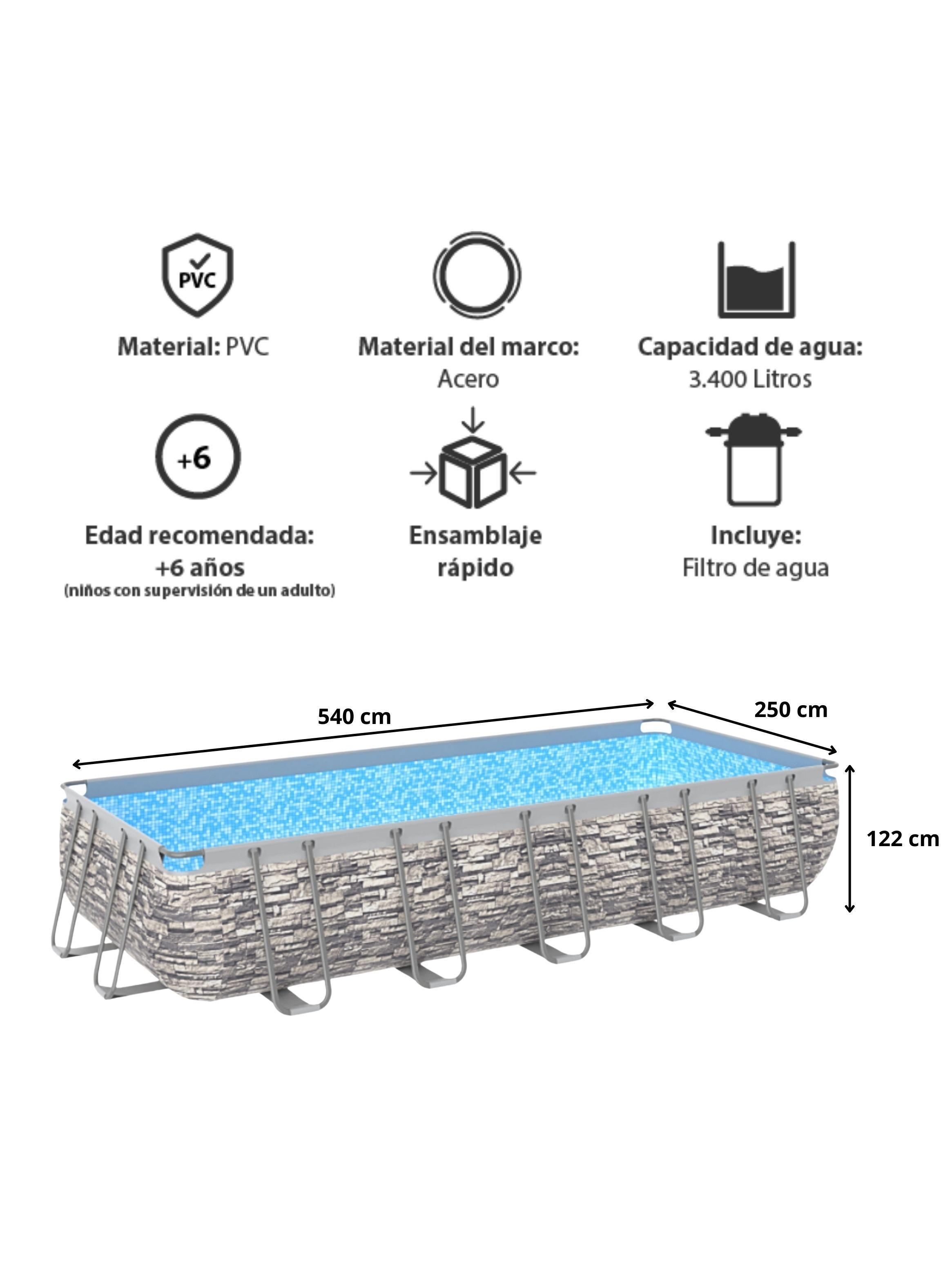 Piscina Familiar Rectangular 122x250x540 cm 12871 Litros-3