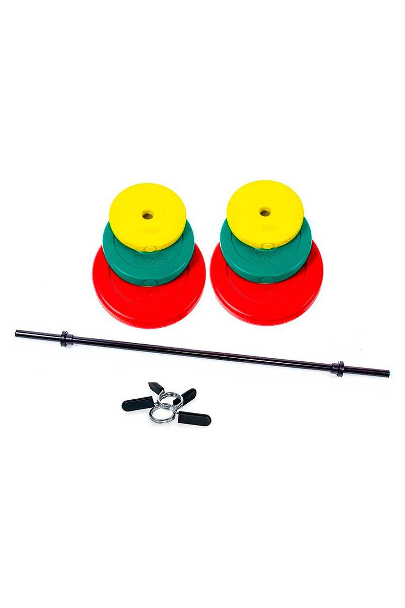 SET PESAS 20 KG BARRA 1.2 MTS + DISCOS DE COLORES-2