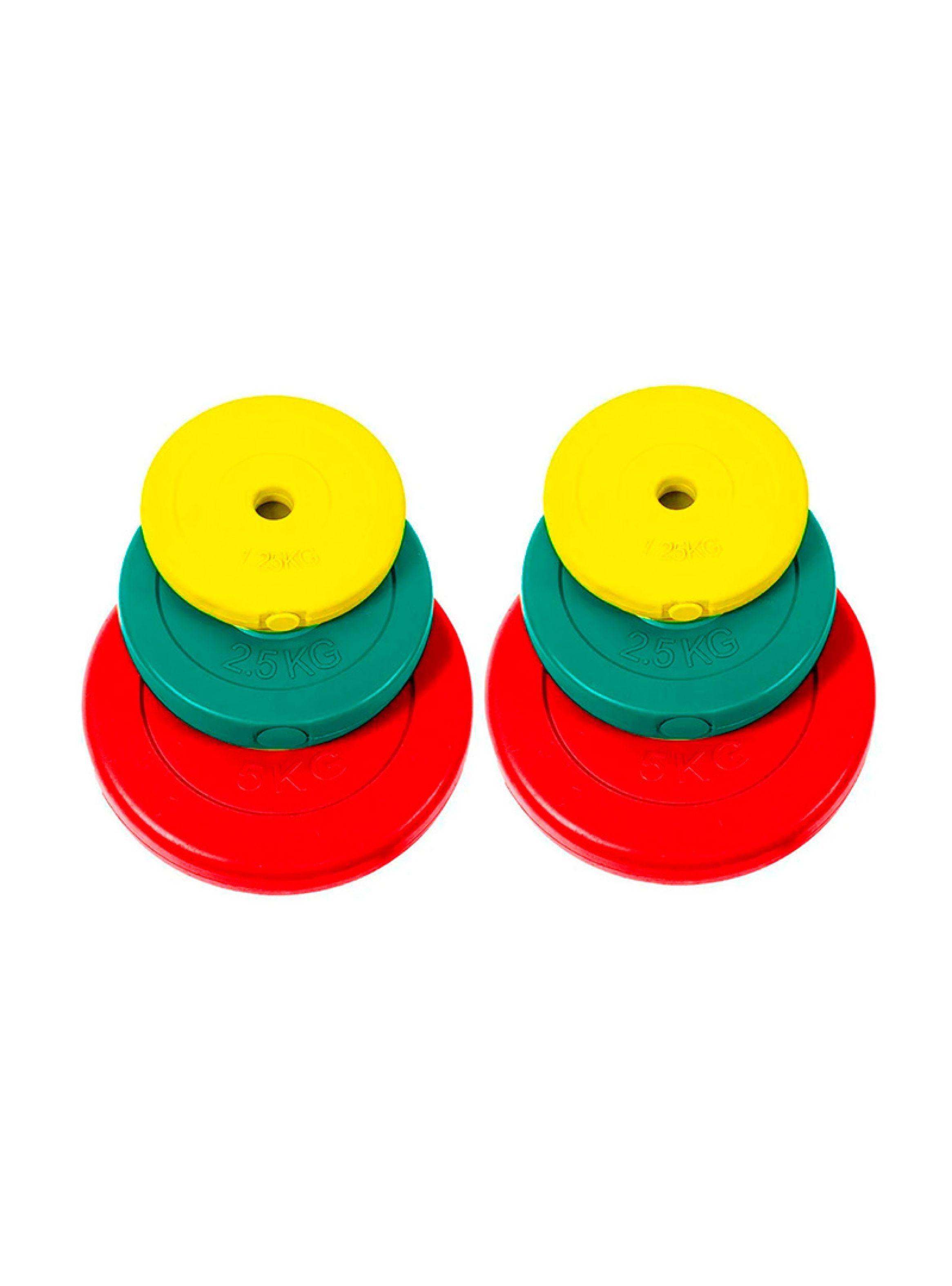 SET PESAS 20 KG BARRA 1.2 MTS + DISCOS DE COLORES-3