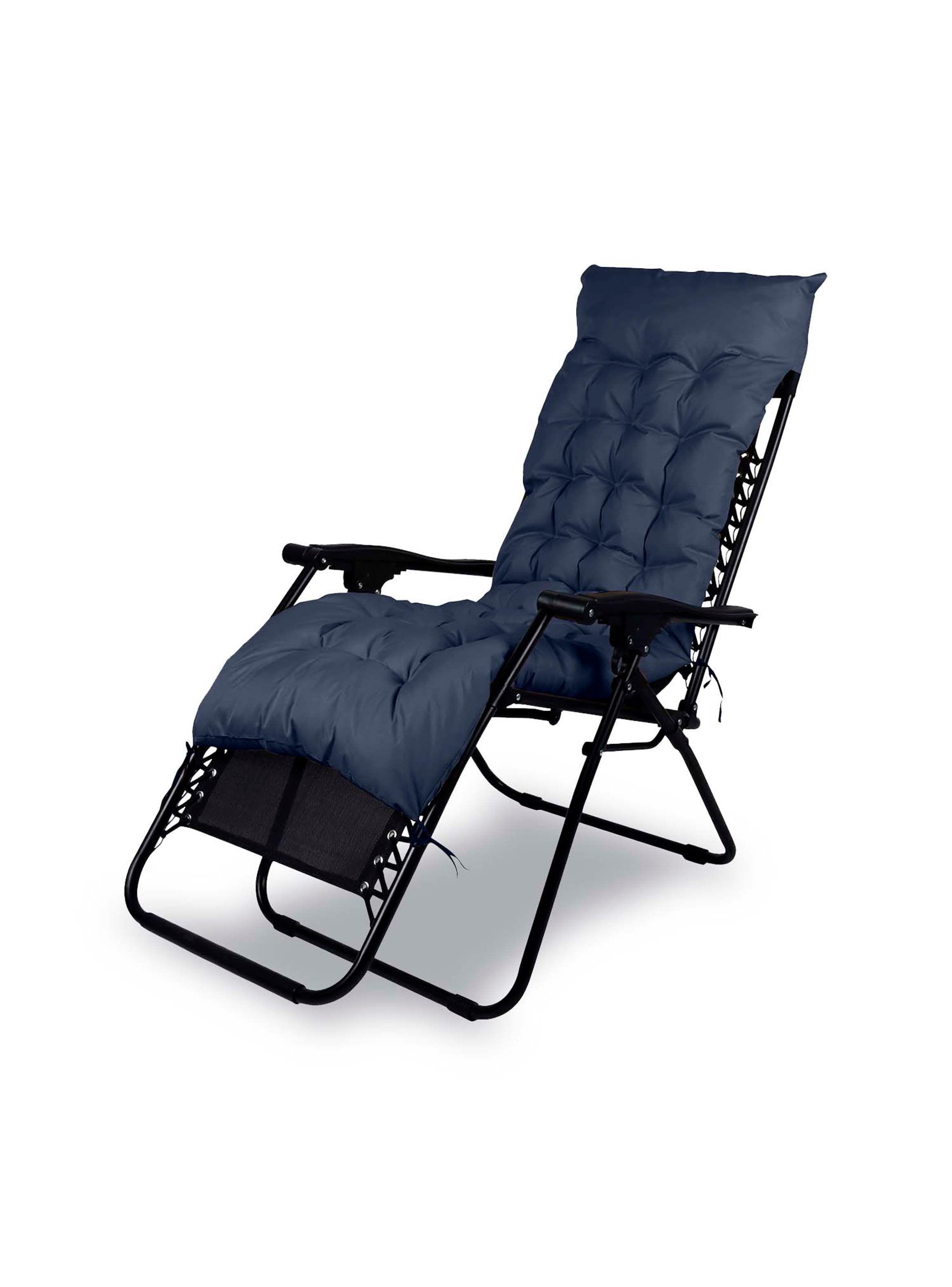 Reposera Plegable y Reclinable Acolchada Azul-0
