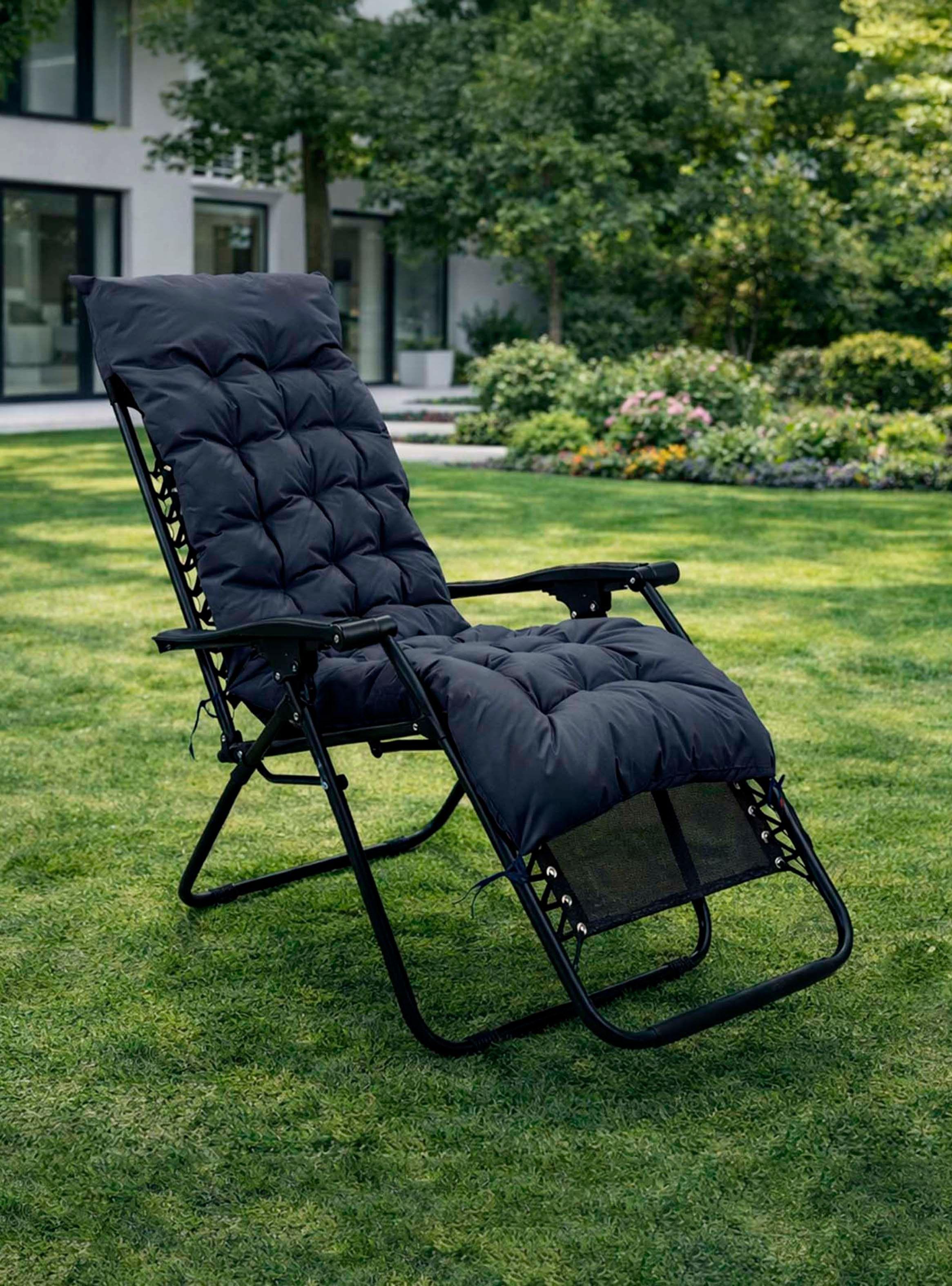 Reposera Plegable y Reclinable Acolchada Azul-5