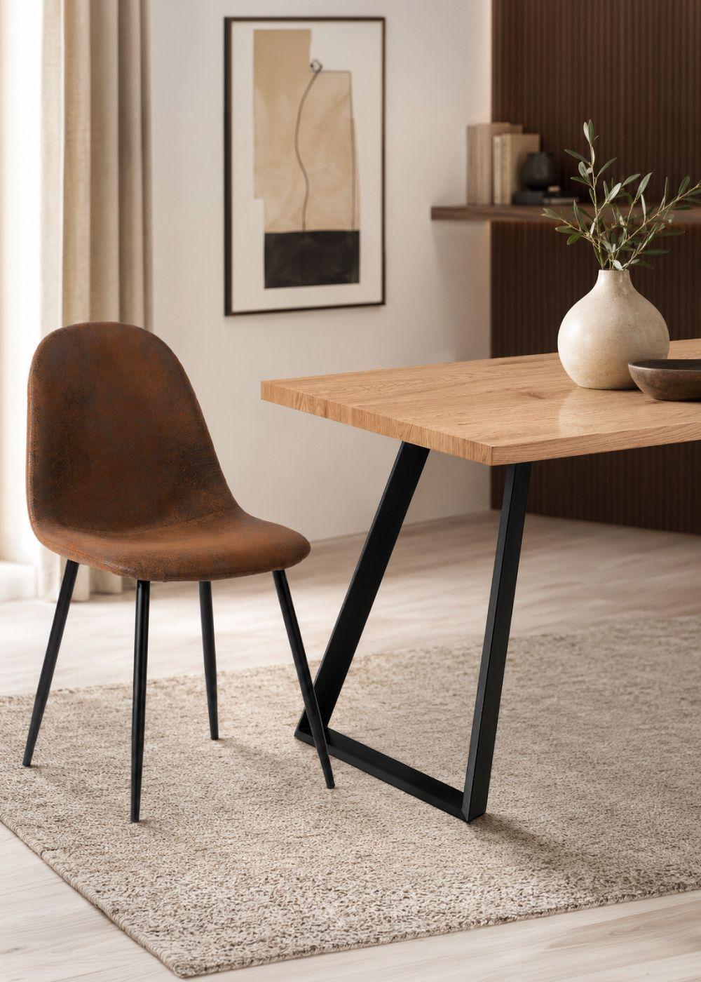 Comedor Charleston Mesa 75 x 80 x 150 cm + 6 Sillas Velvet Café-5
