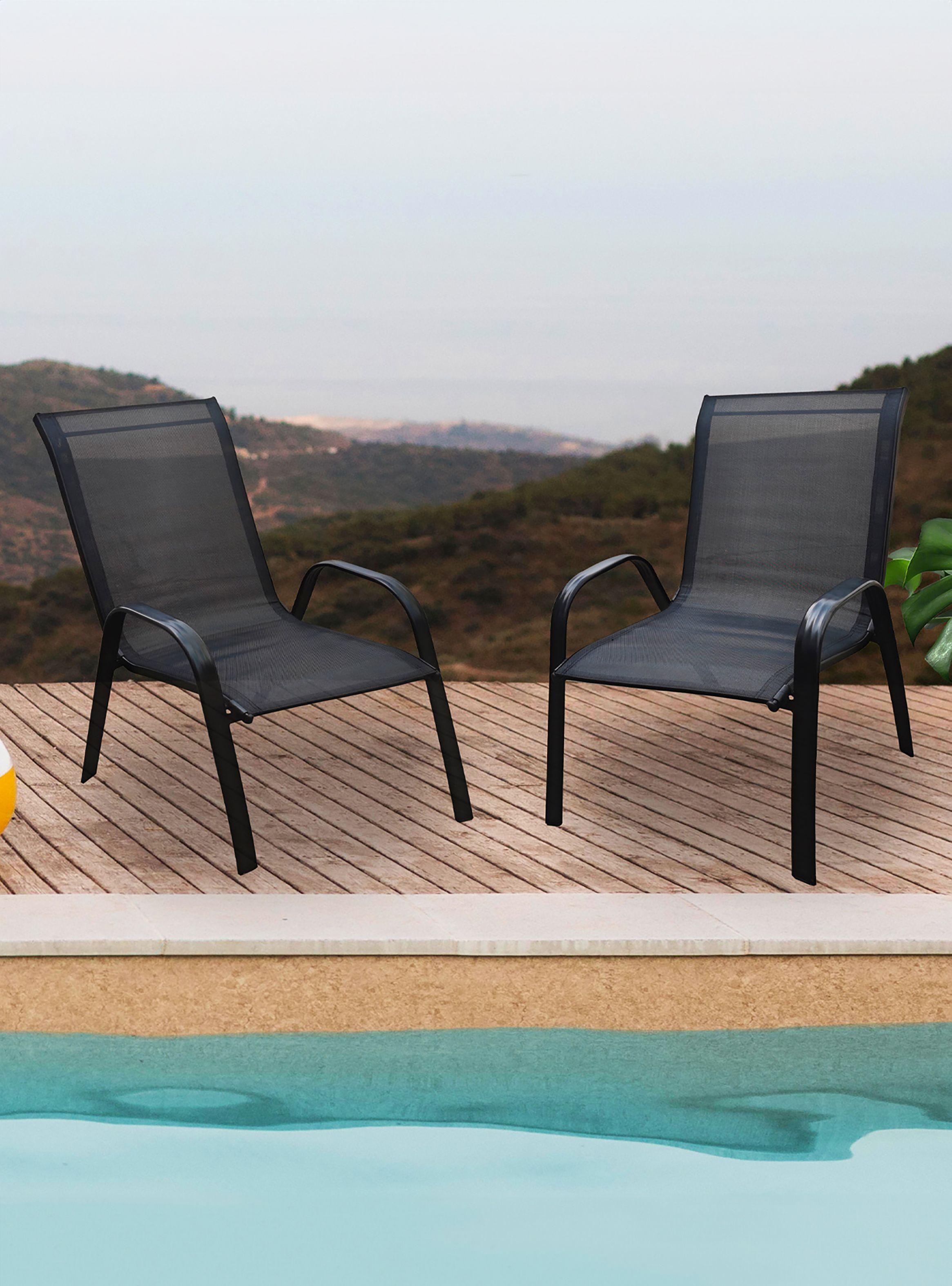 Silla de Terraza Textileno y Acero Negro-1