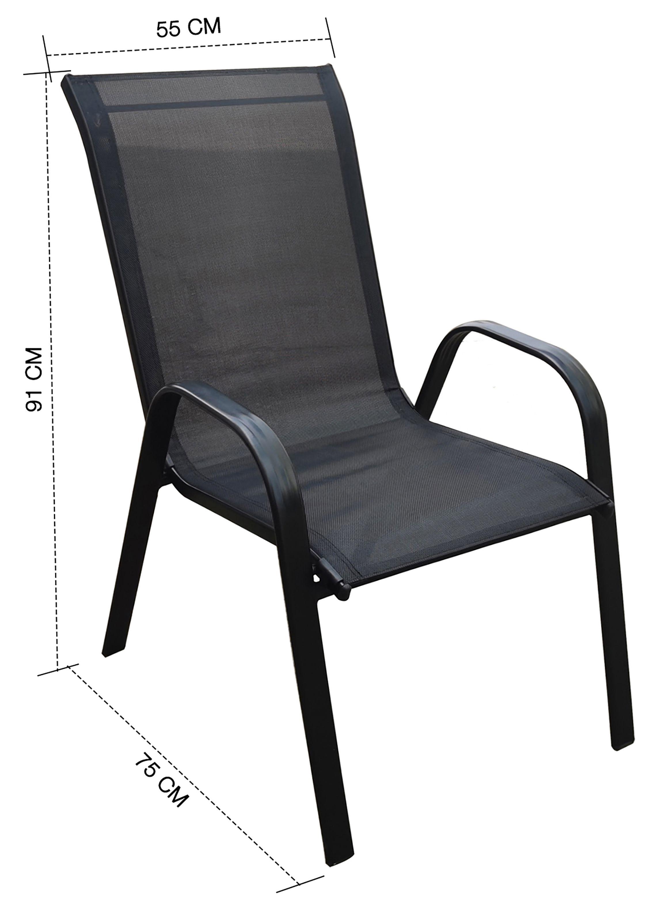 Silla de Terraza Textileno y Acero Negro-2