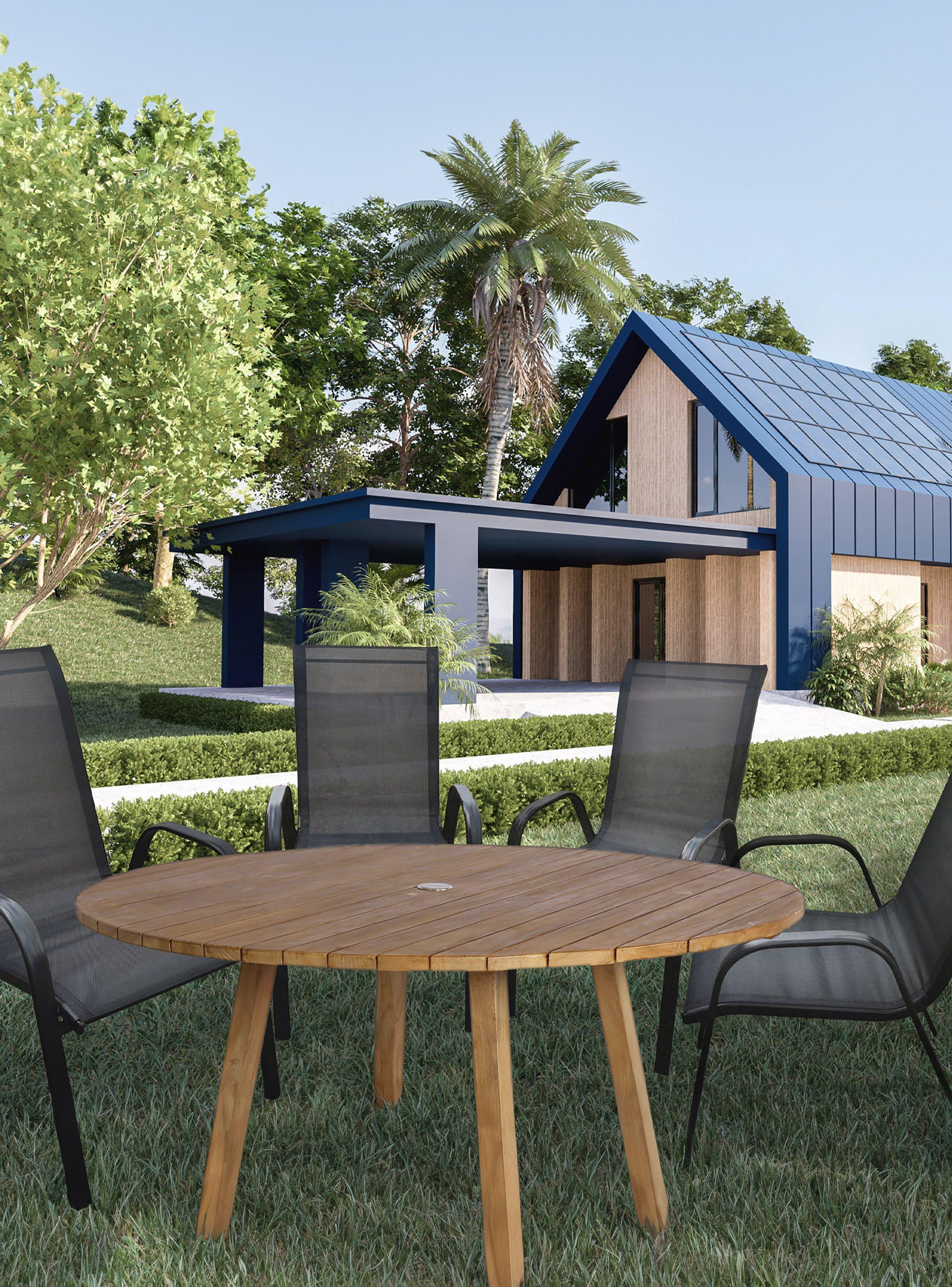 Silla de Terraza Textileno y Acero Negro-5
