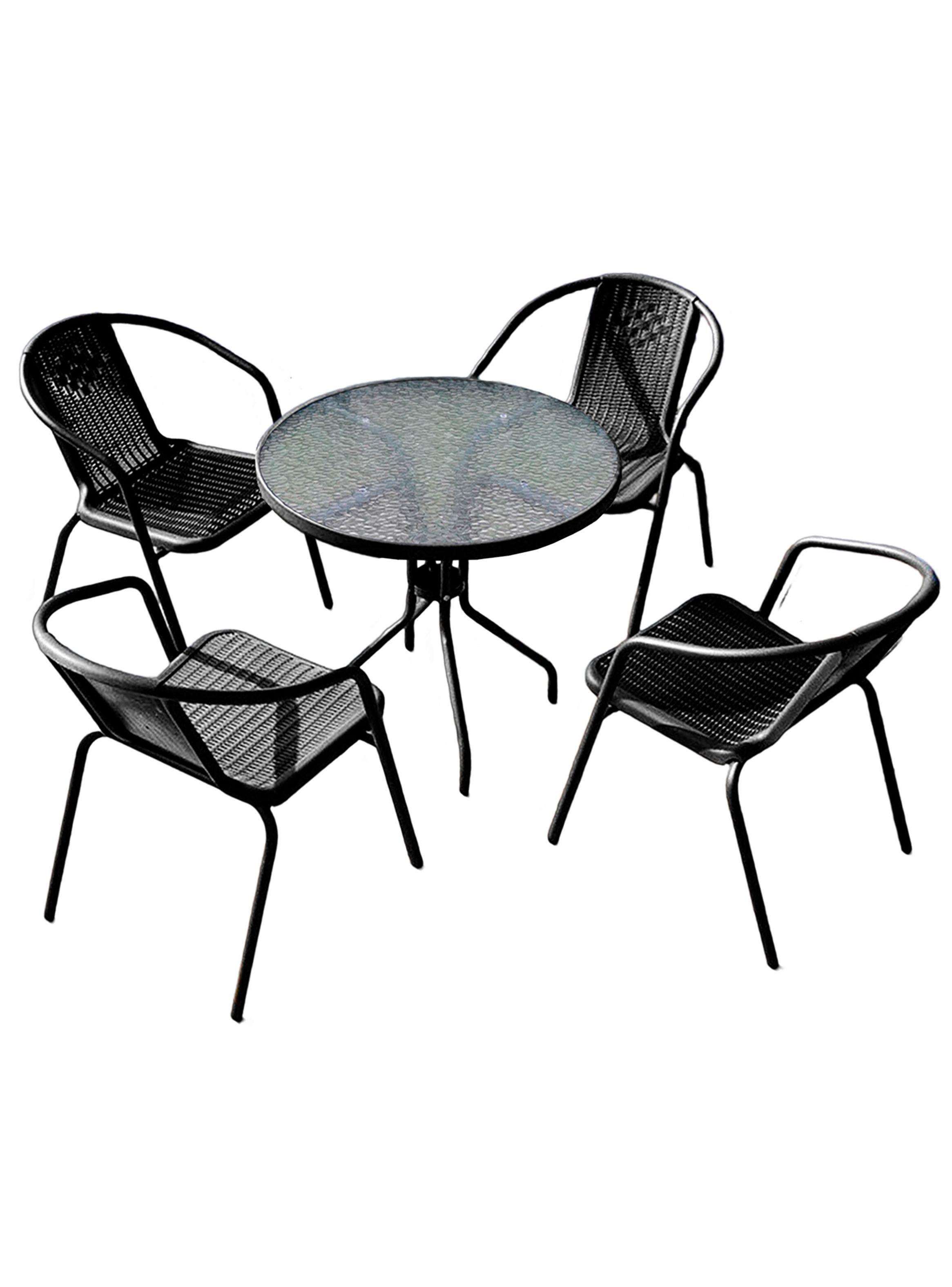 Set terraza Maceio 4 sillas + Mesa vidrio 80x70 cm Negro-0