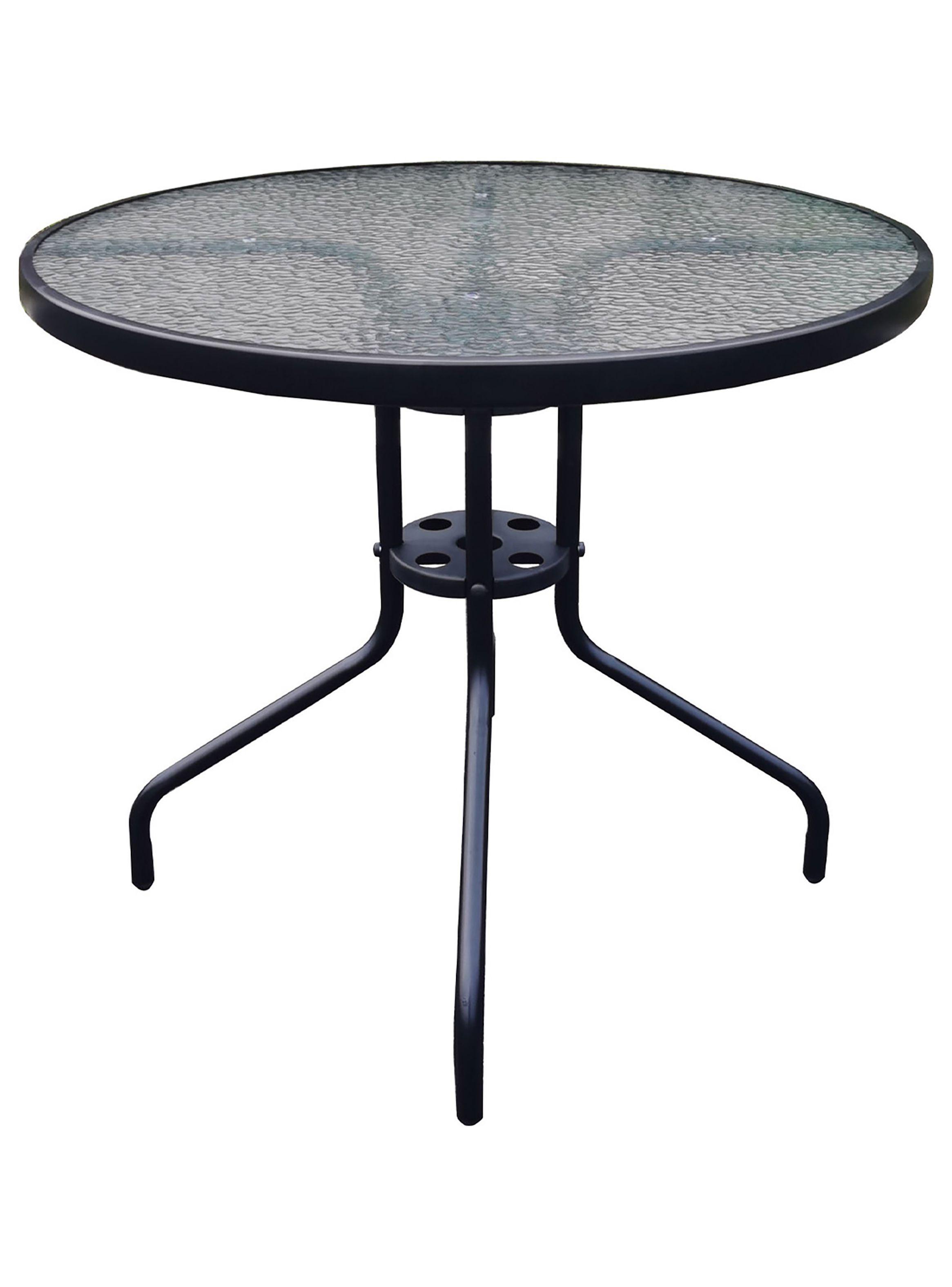 Set terraza Maceio 4 sillas + Mesa vidrio 80x70 cm Negro-2