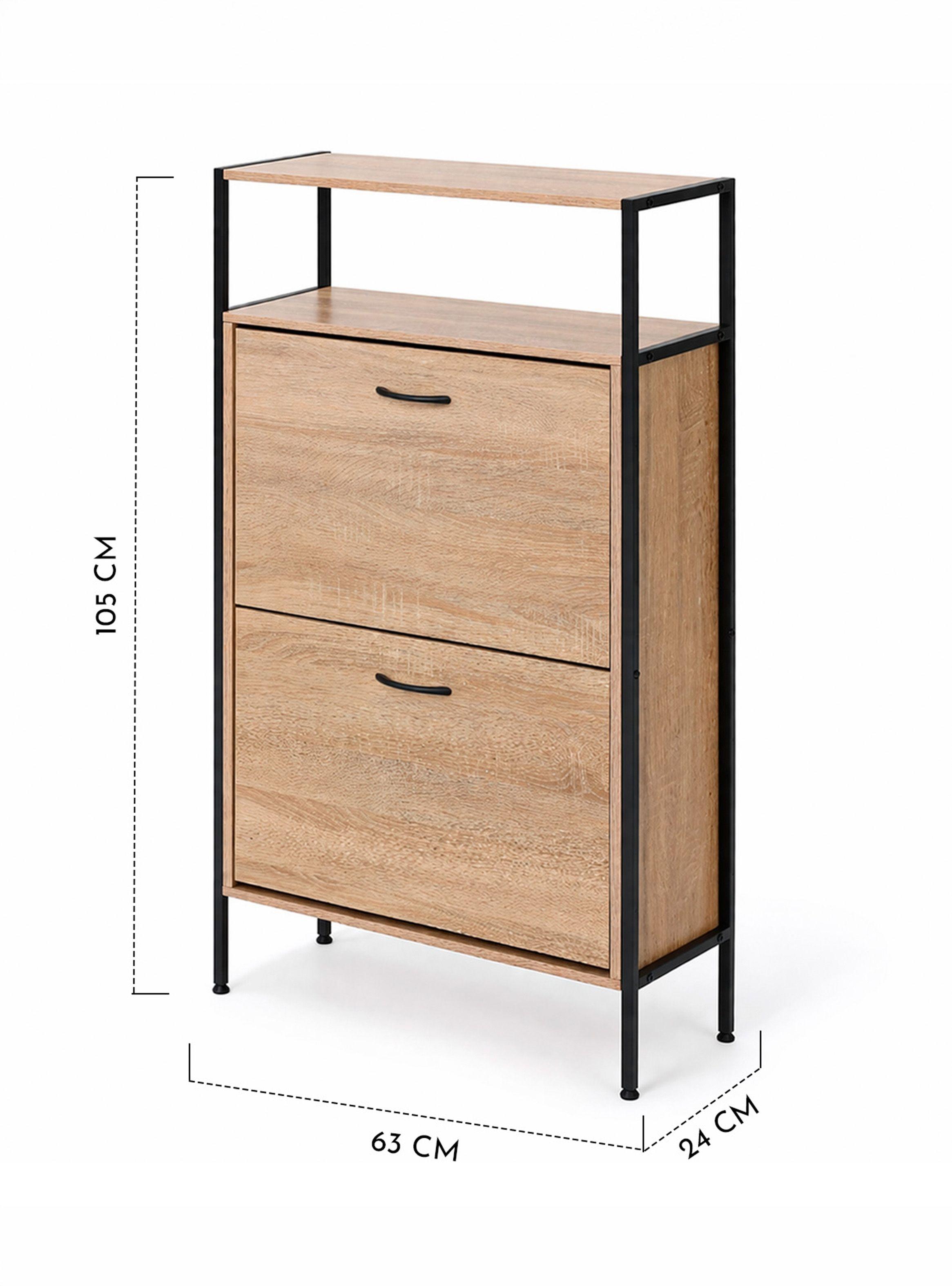 Estante Zapatero con repisas 105 x 63 x 24 cm Café-2