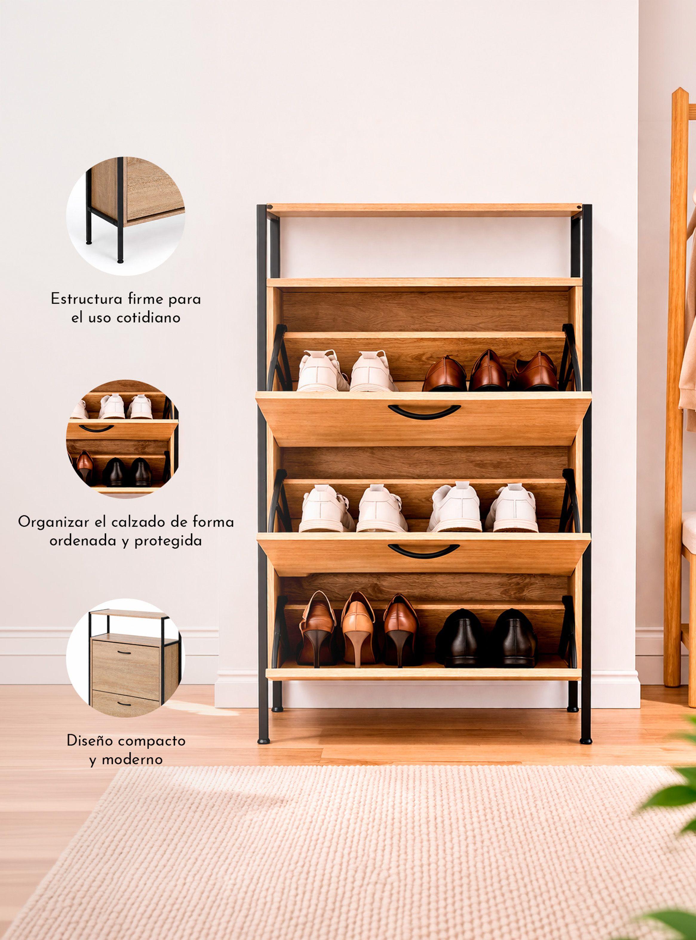 Estante Zapatero con repisas 105 x 63 x 24 cm Café-3
