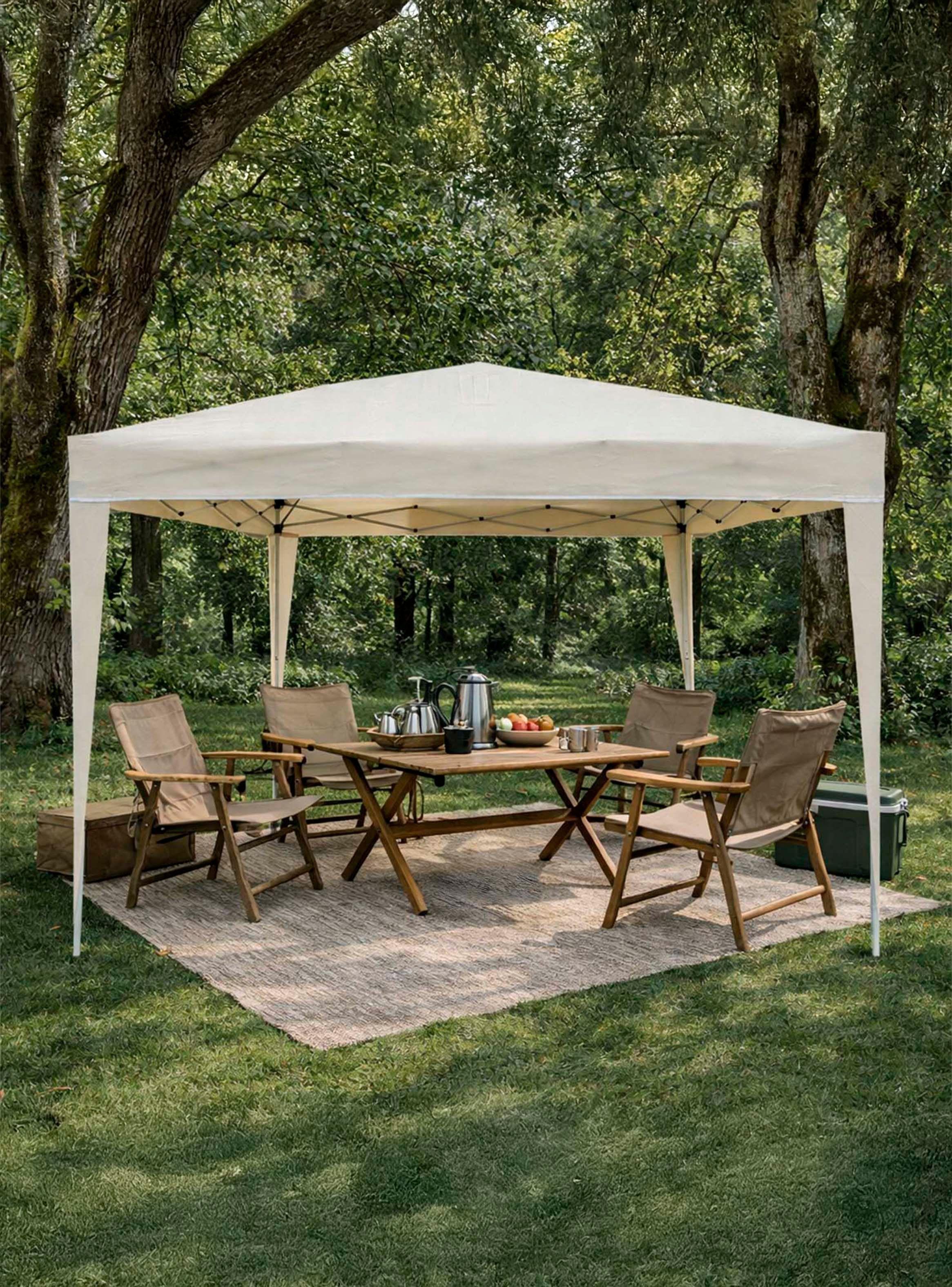 Toldo Terraza 3x3 m Reforzado con Bolsa de Transporte Beige-5