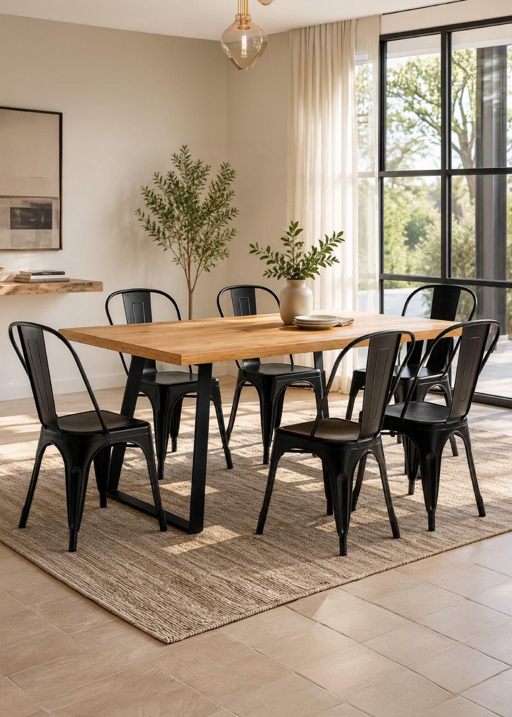 Comedor New York Mesa 75 x 80 x 150 cm + 6 Sillas Tolix Ind.-0