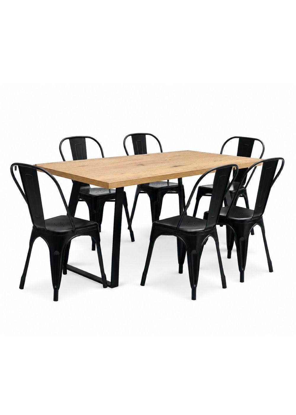 Comedor New York Mesa 75 x 80 x 150 cm + 6 Sillas Tolix Ind.-1