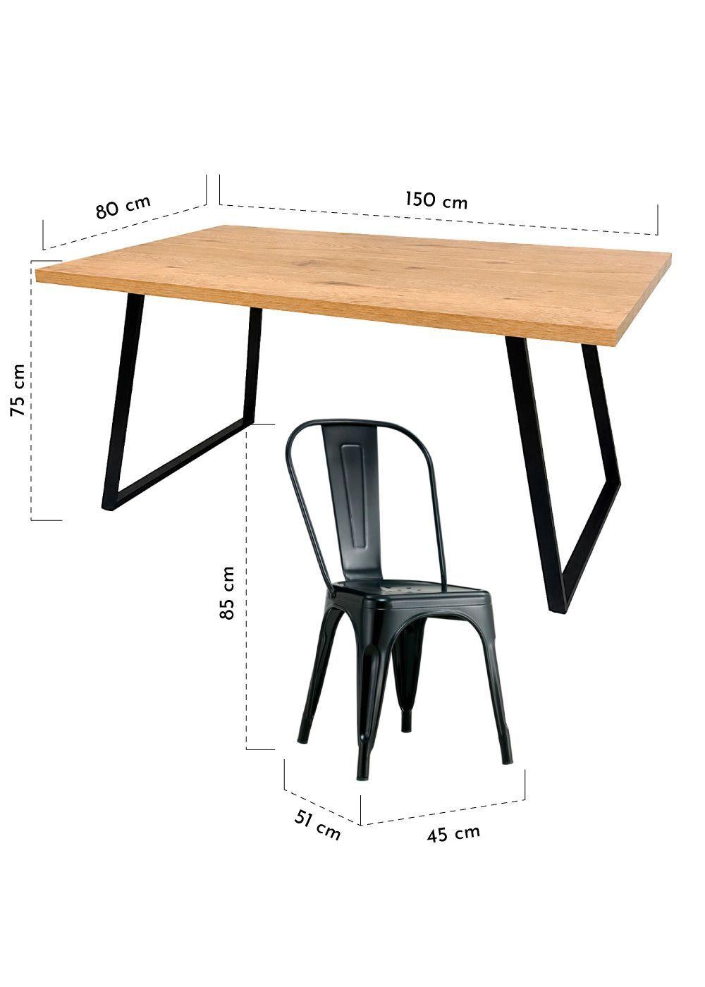 Comedor New York Mesa 75 x 80 x 150 cm + 6 Sillas Tolix Ind.-2