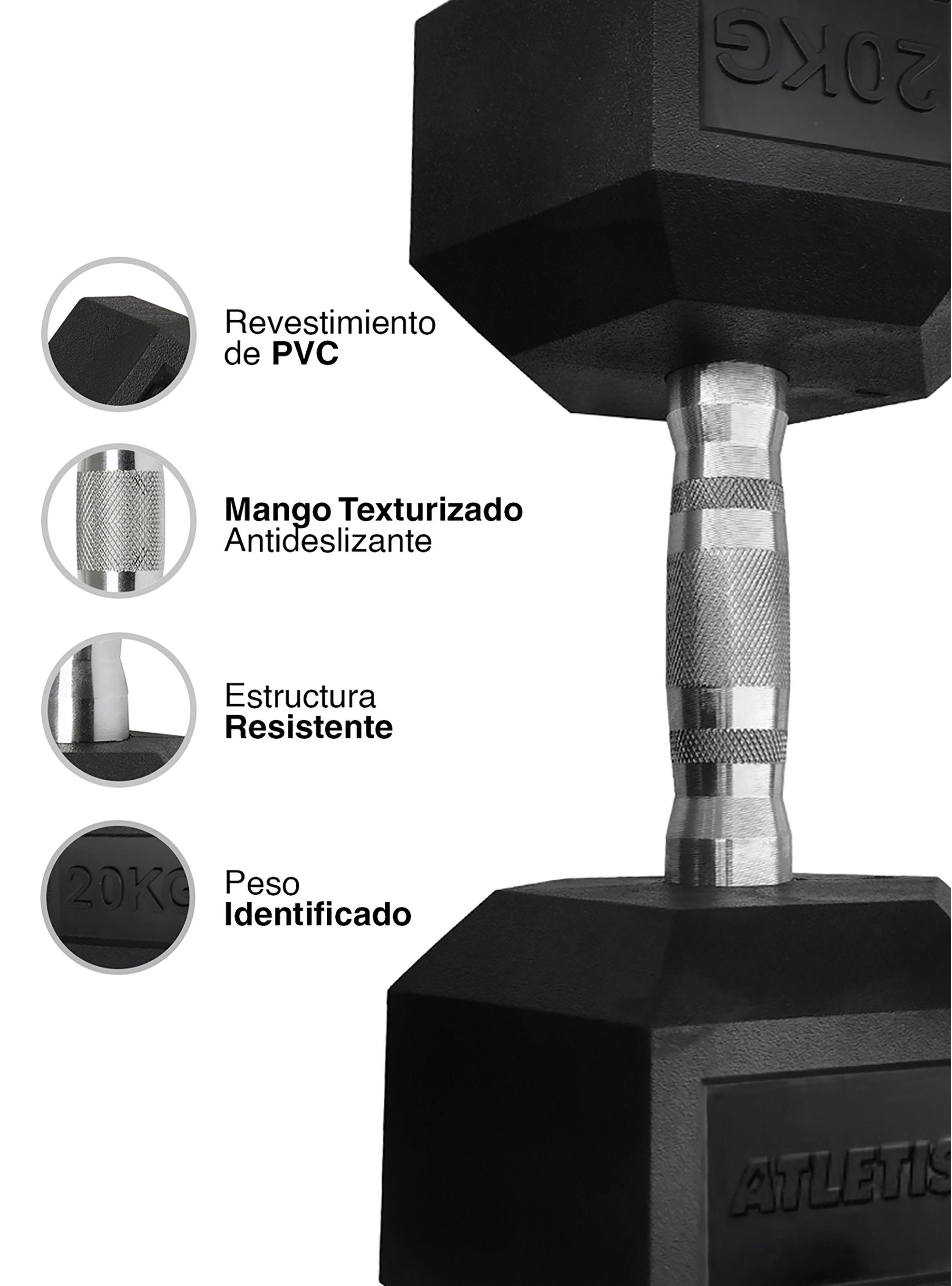 Mancuerna Hexagonal 20 Kg Negro-3