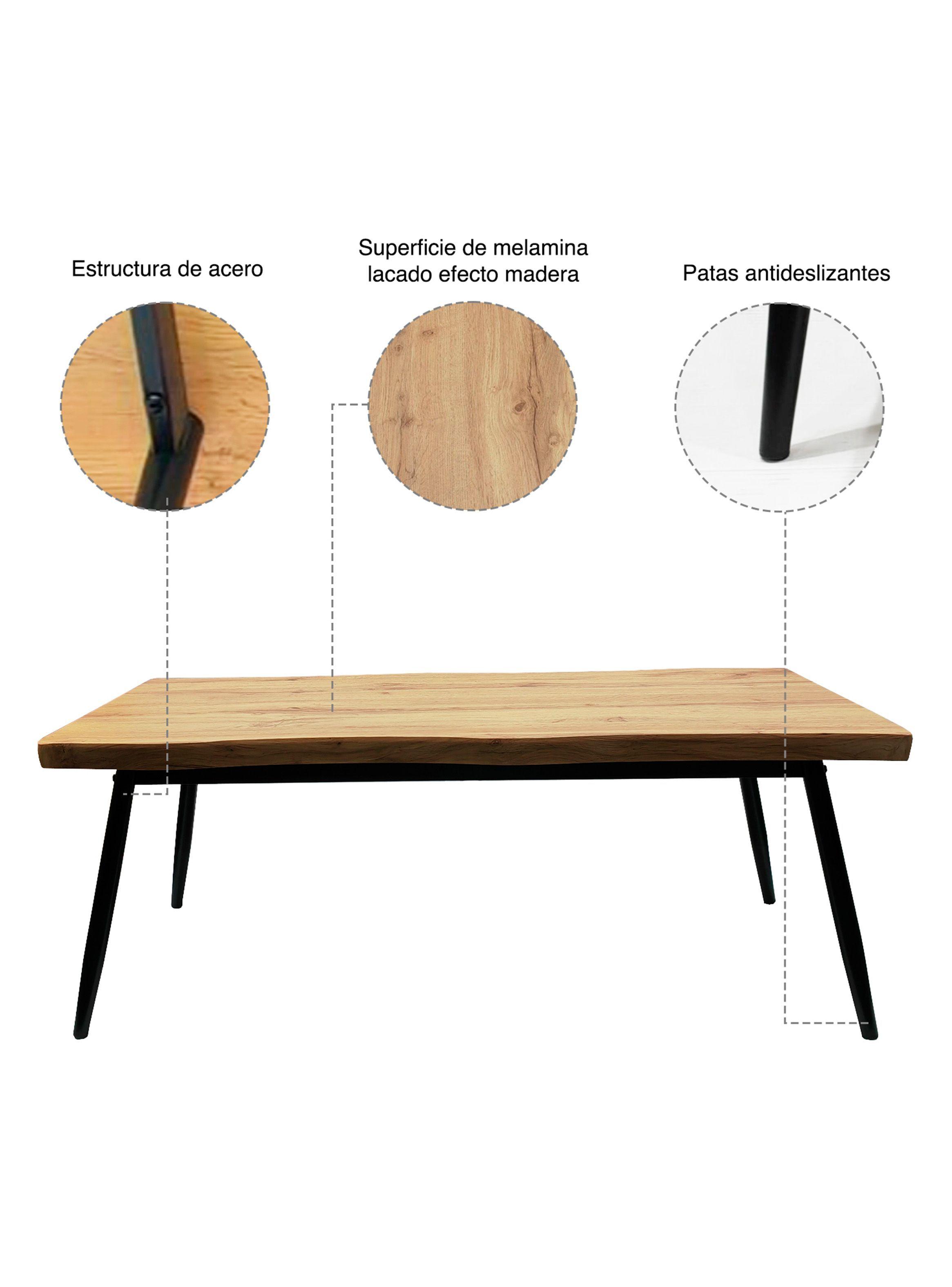Mesa de centro 40x60x120 Metal Madera-4