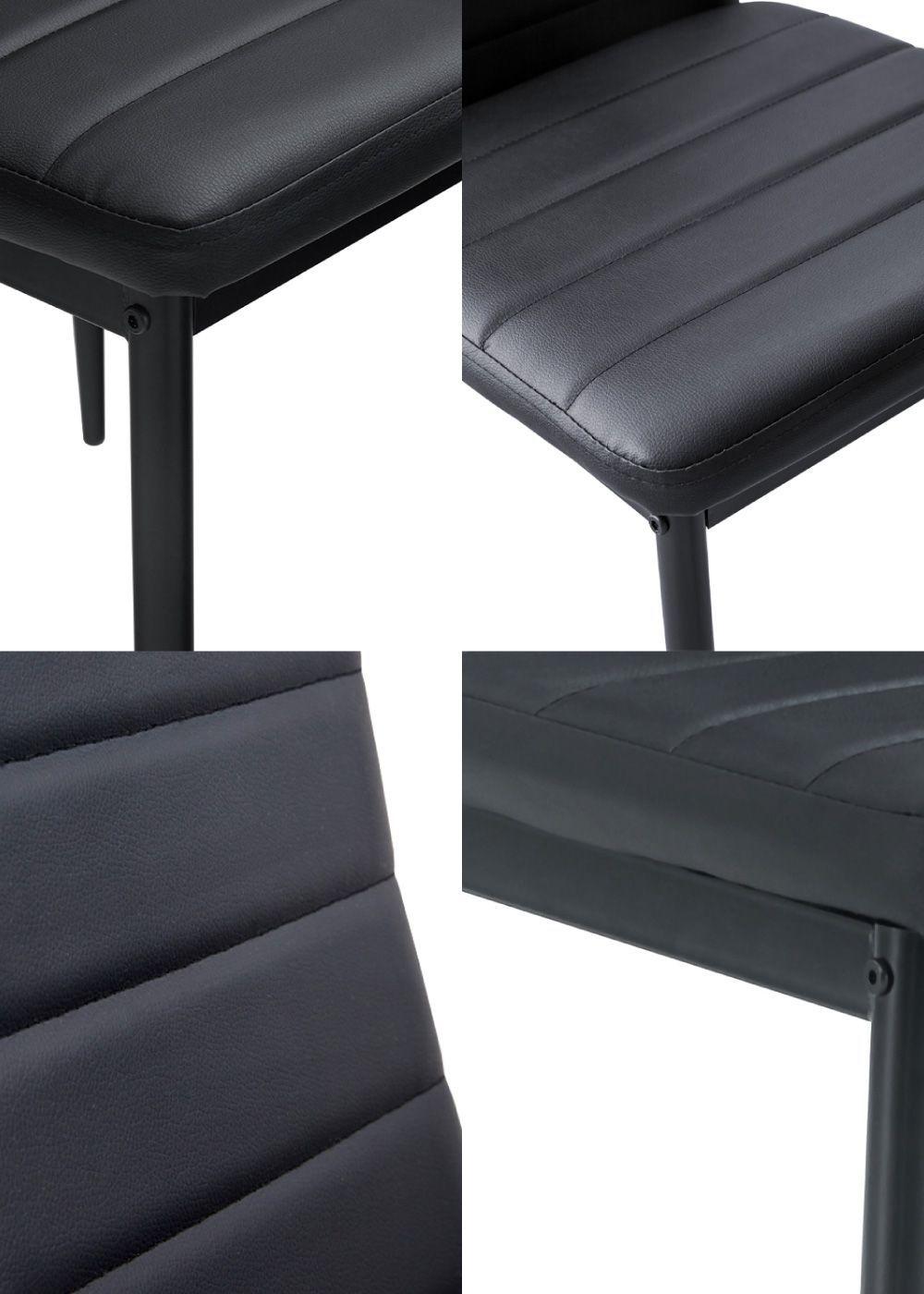 Comedor Chelsea Mesa 75 x 80 x 150 cm + 6 Sillas Pu Negro.-4