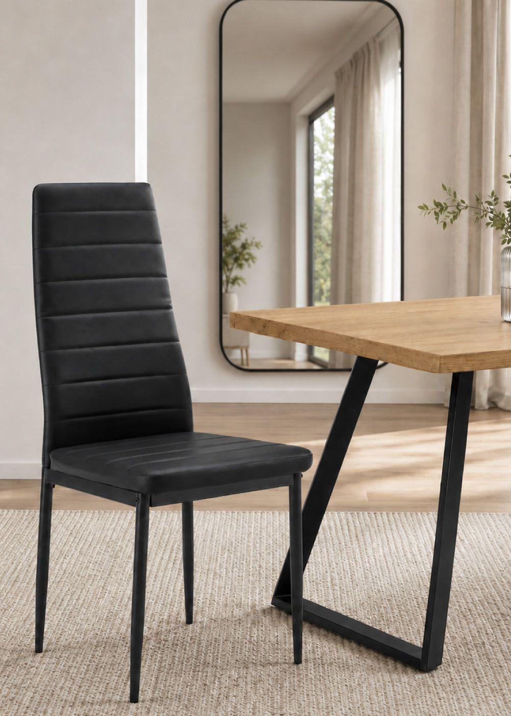 Comedor Chelsea Mesa 75 x 80 x 150 cm + 6 Sillas Pu Negro.-5