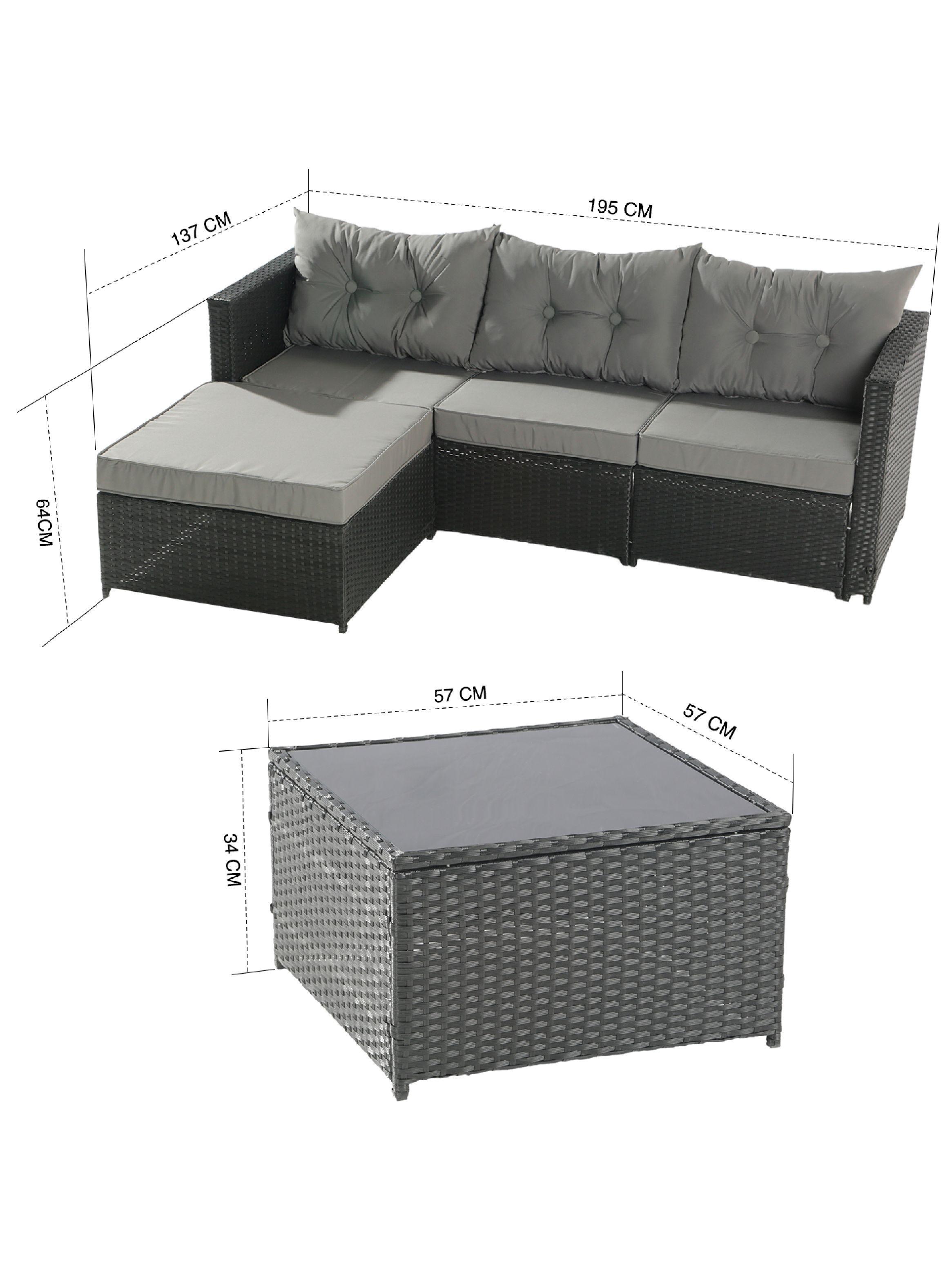 Seccional Intercambiable 3 Cuerpos Terraza Sofa y Mesa gris-7