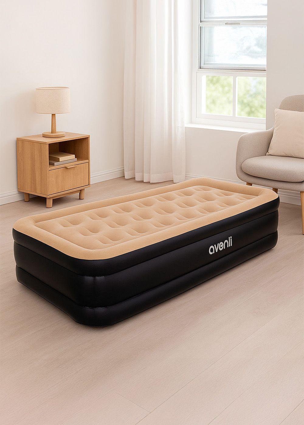 Colchón Inflable Eléctrico Individual 1 Plaza Café-3