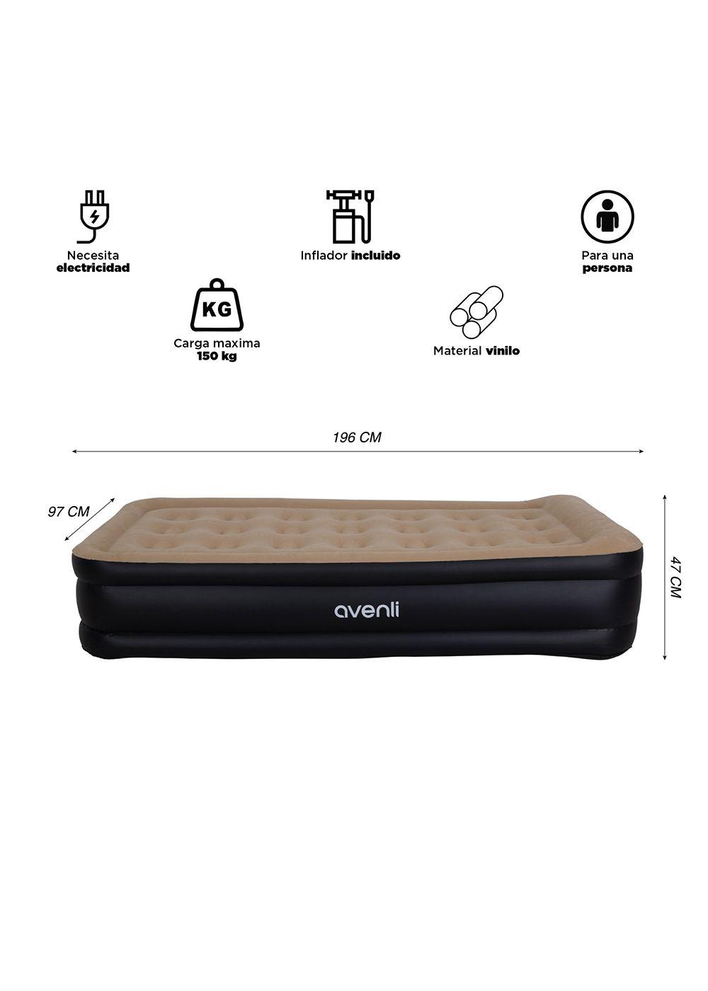 Colchón Inflable Eléctrico Individual 1 Plaza Café-4