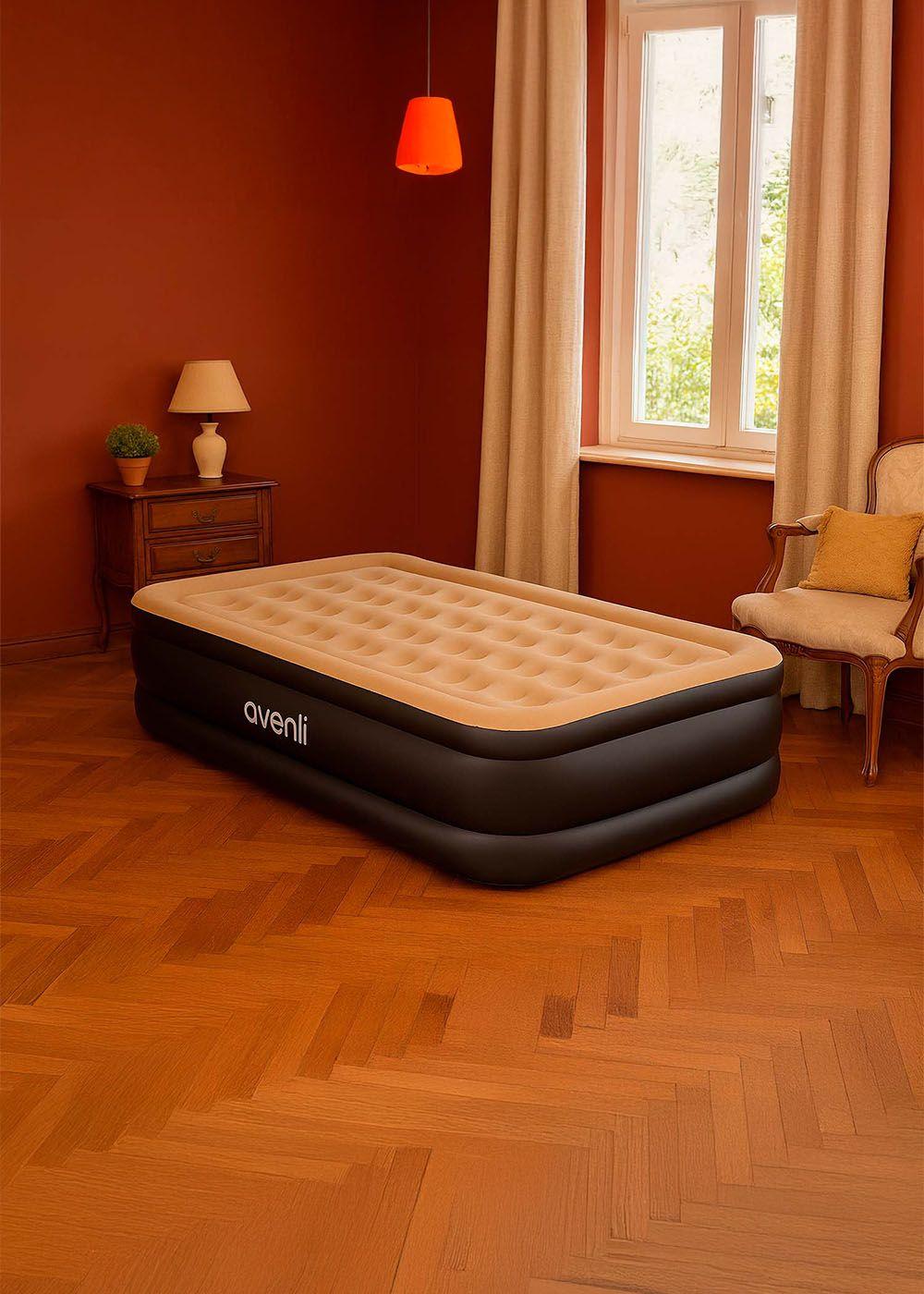 Colchón Inflable Eléctrico Individual 1 Plaza Café-5