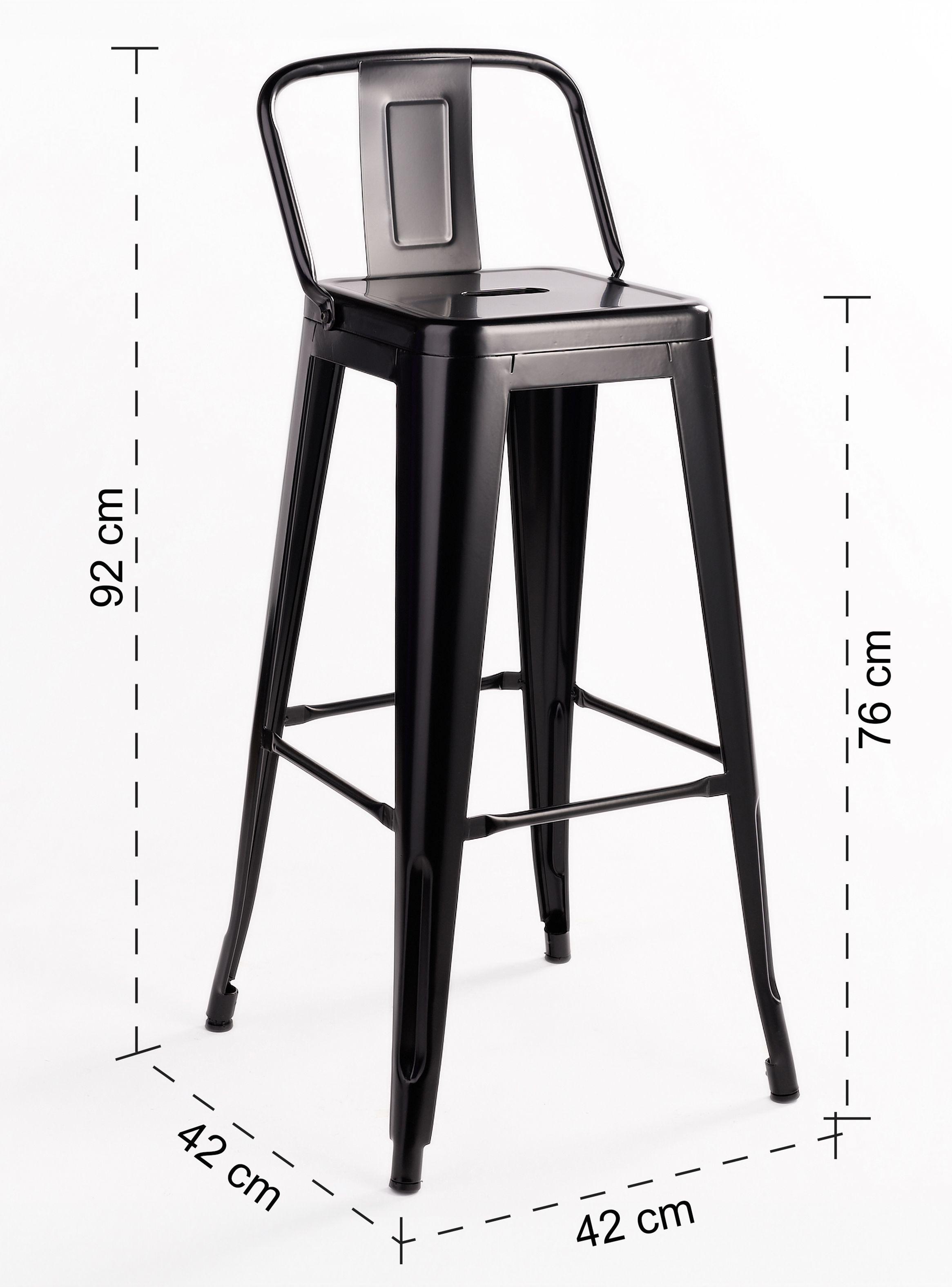 Pack 4 Piso Bar Taburete Tolix Respaldo Negro-2