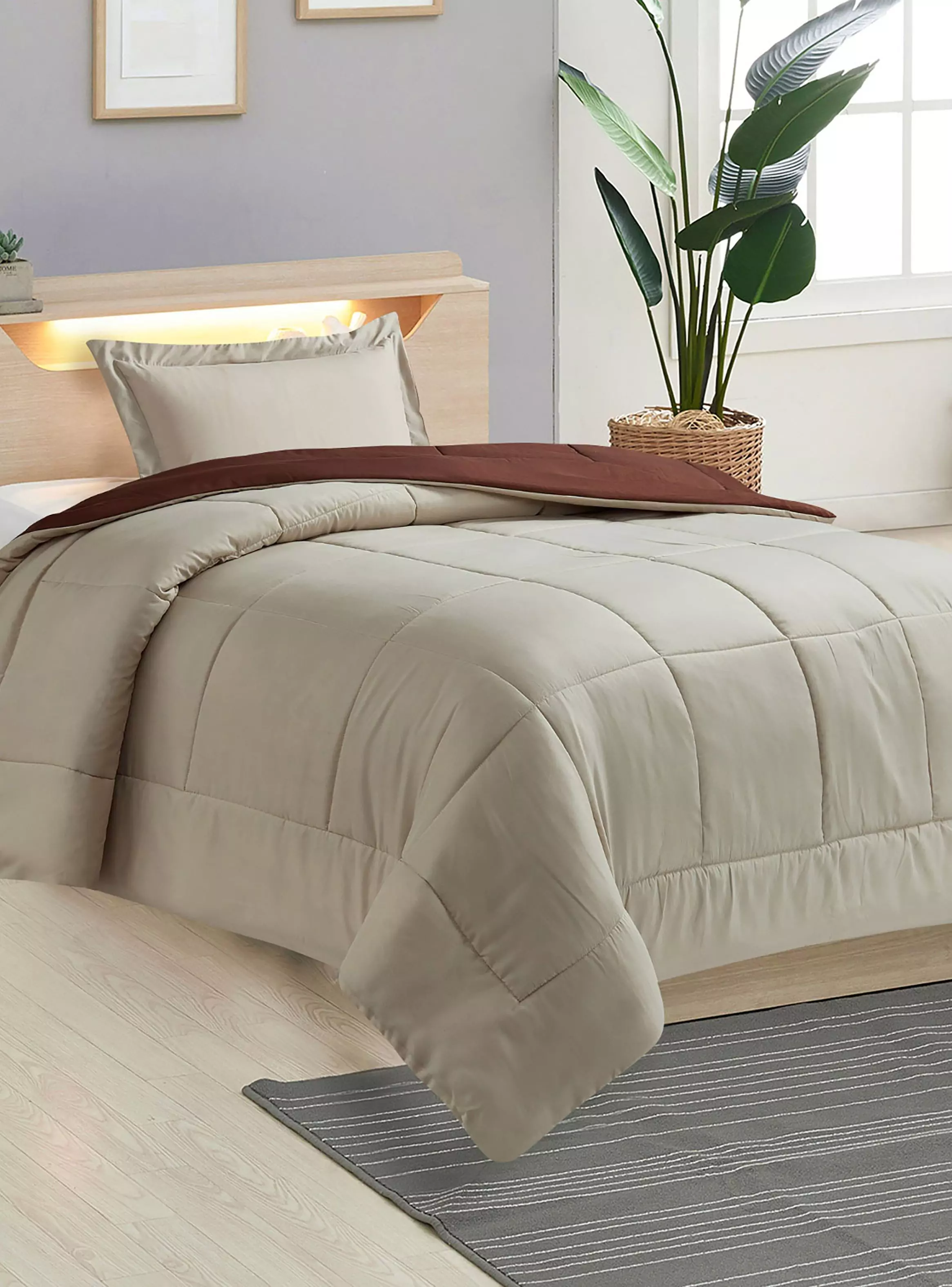 Plumón Reversible Marnie 1.5 Plazas Beige-0