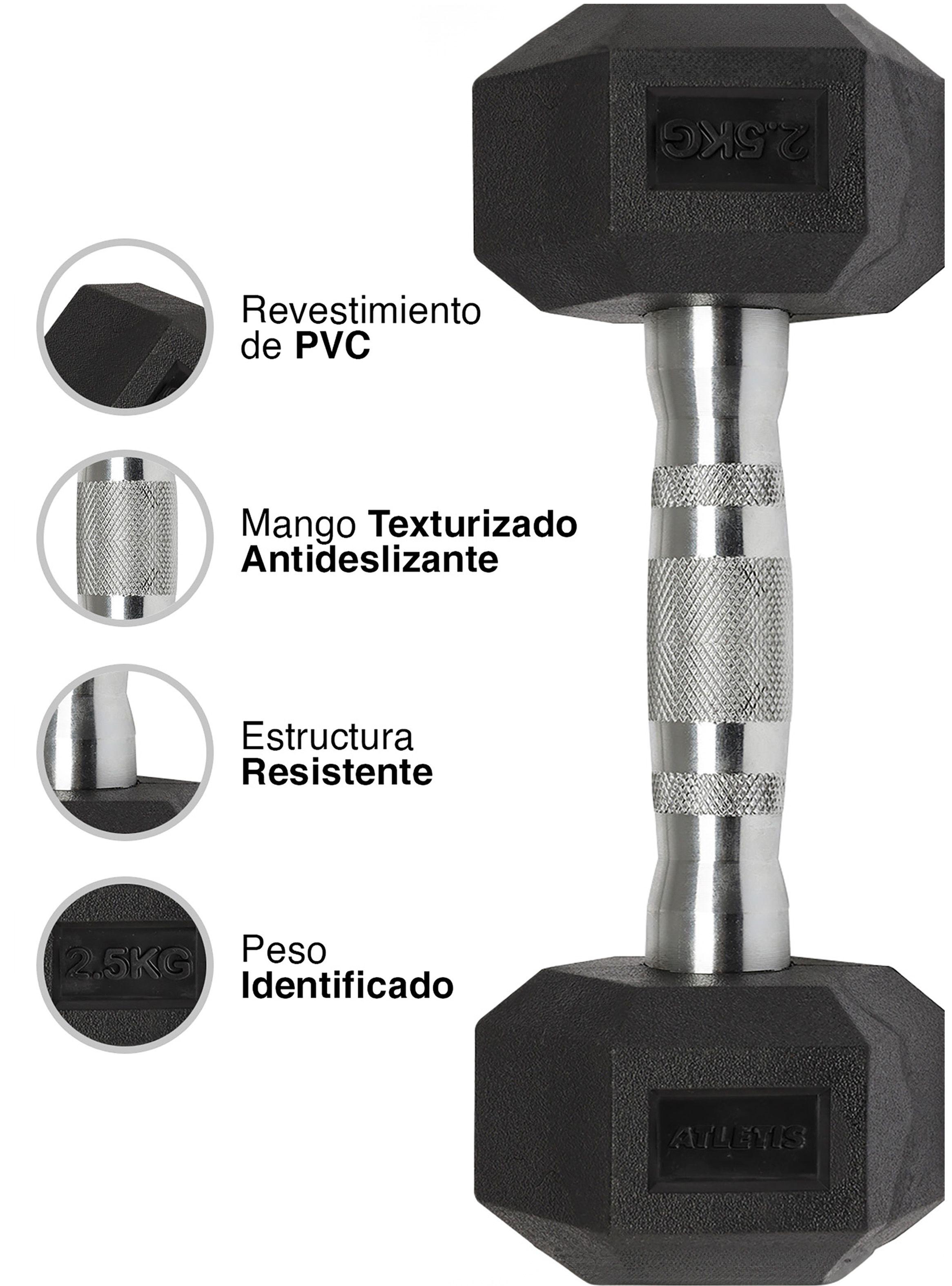 Mancuerna Hexagonal 2,5 Kg Negro-3