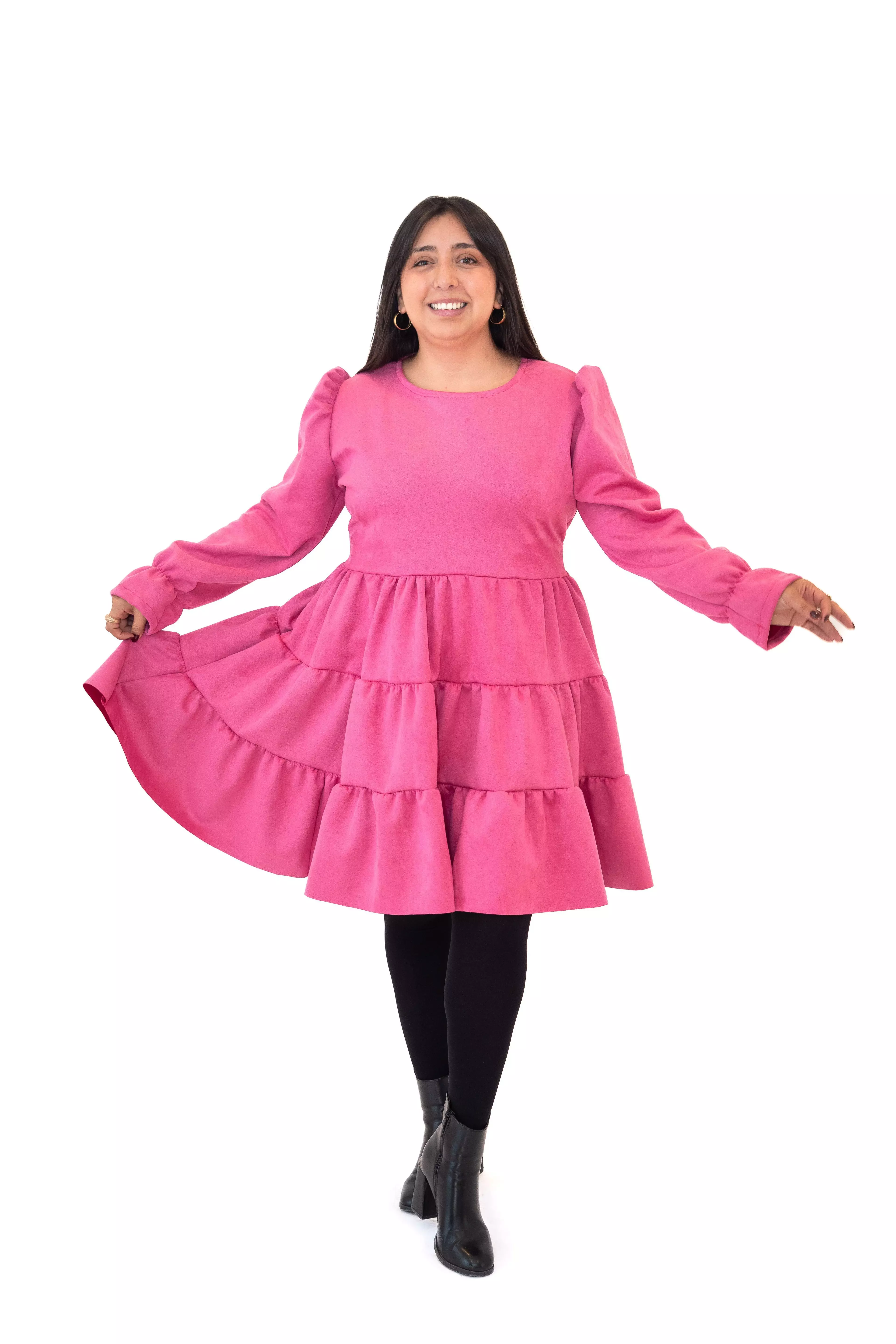 Vestido Fernanda Tela Agamuzada Lazo-0
