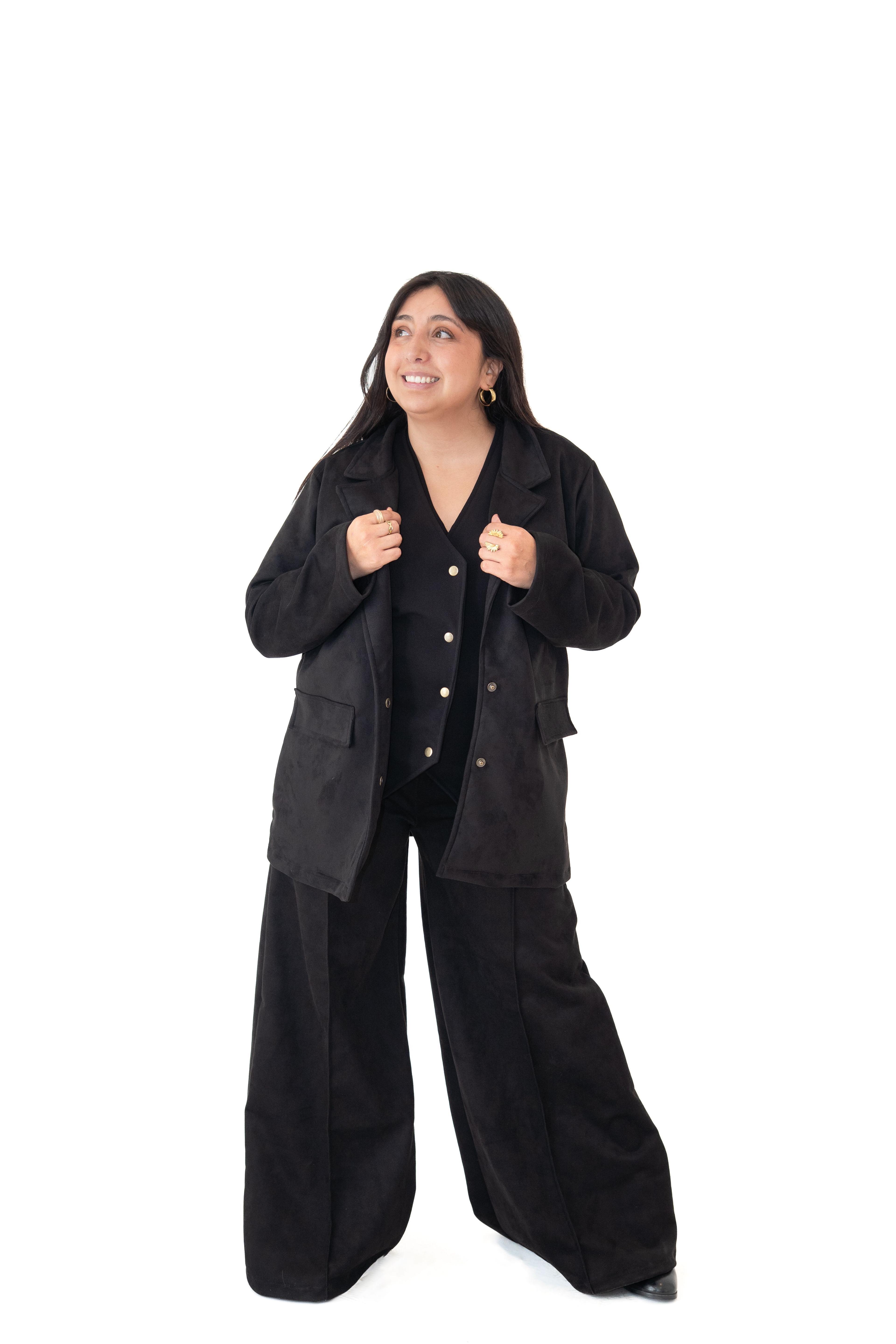 Conjunto 3 Piezas Almendra Manga Larga Agamuzado Guilette - Blazer y Pantalón-0