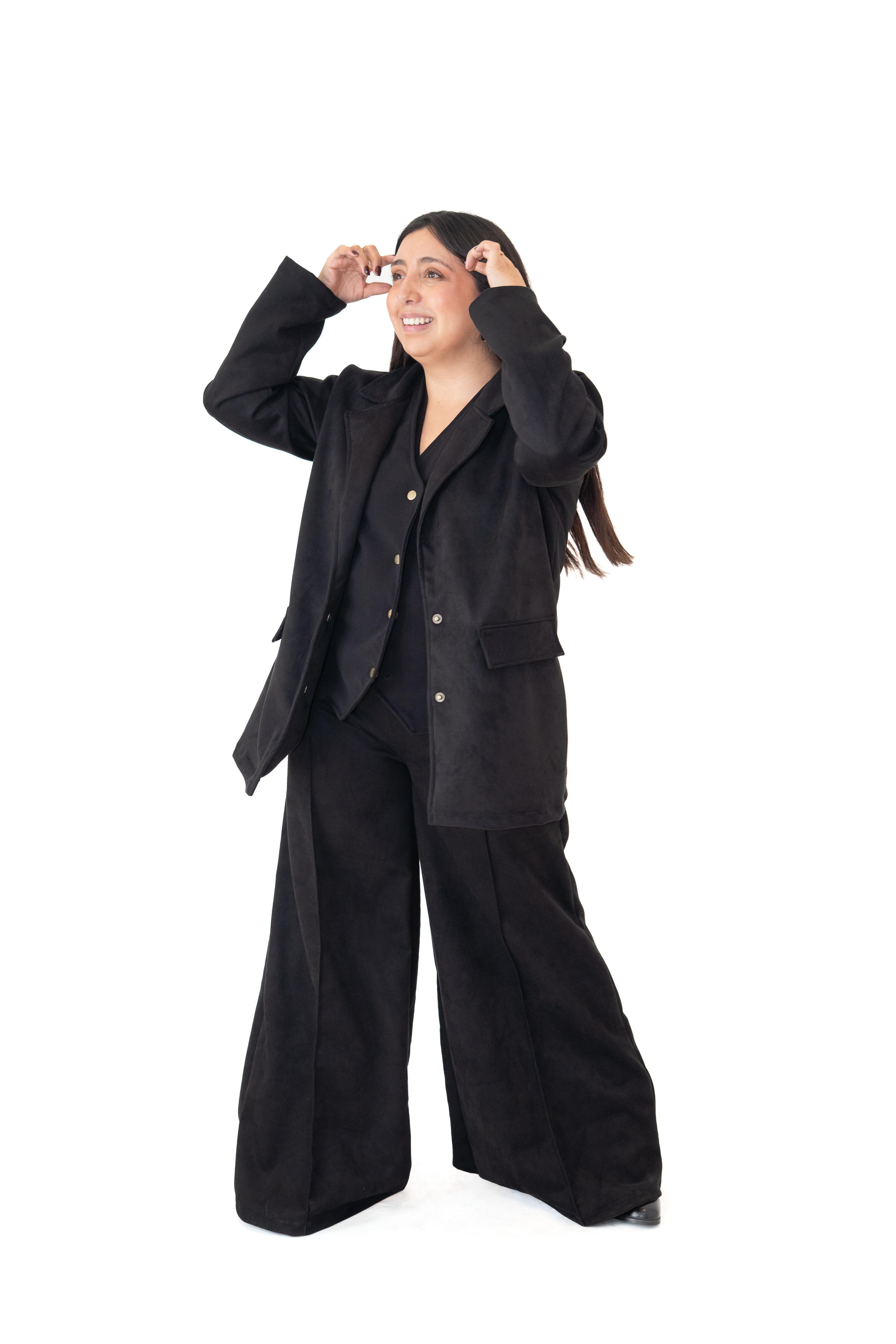 Conjunto 3 Piezas Almendra Manga Larga Agamuzado Guilette - Blazer y Pantalón-1
