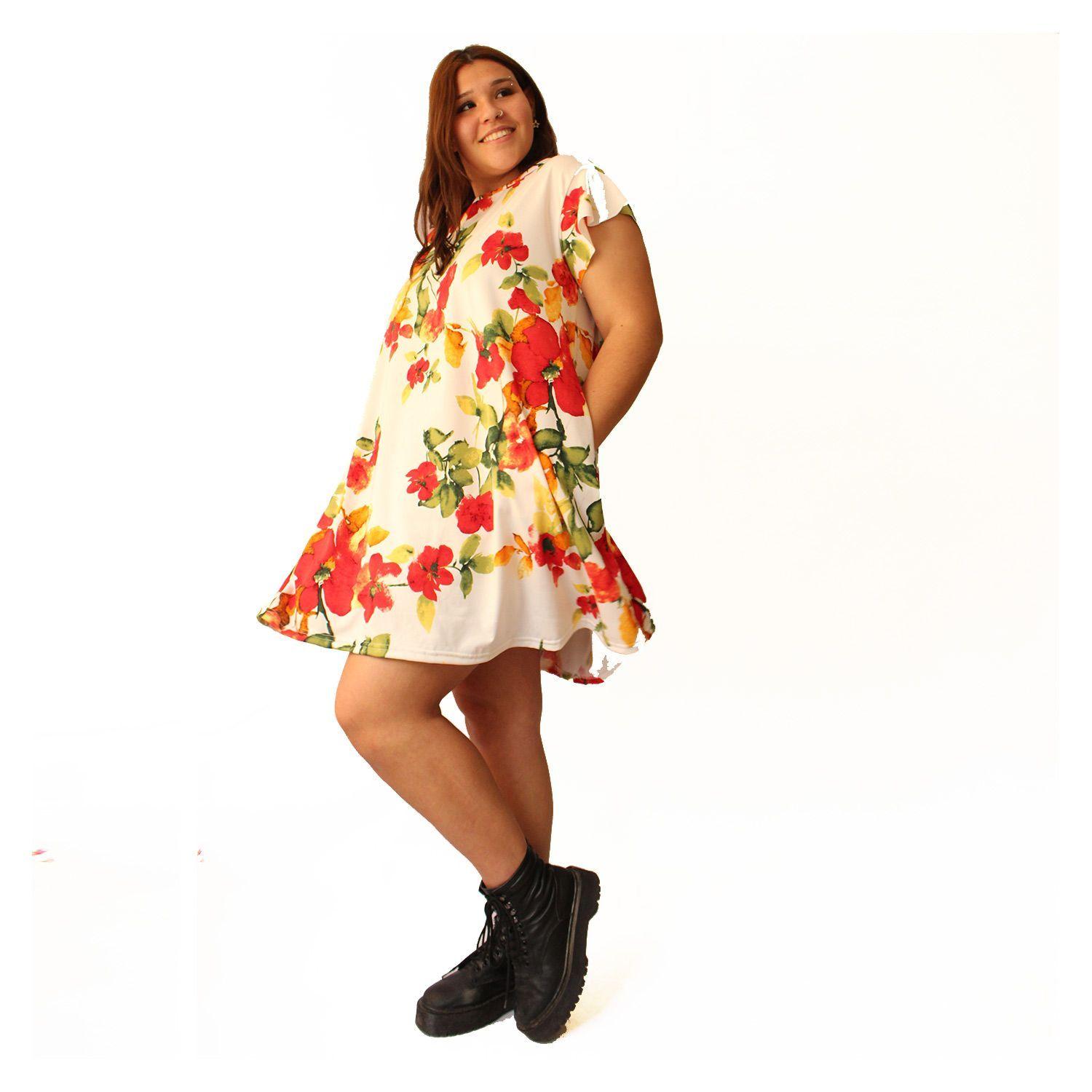 Vestido Manga Corta Floreado-0
