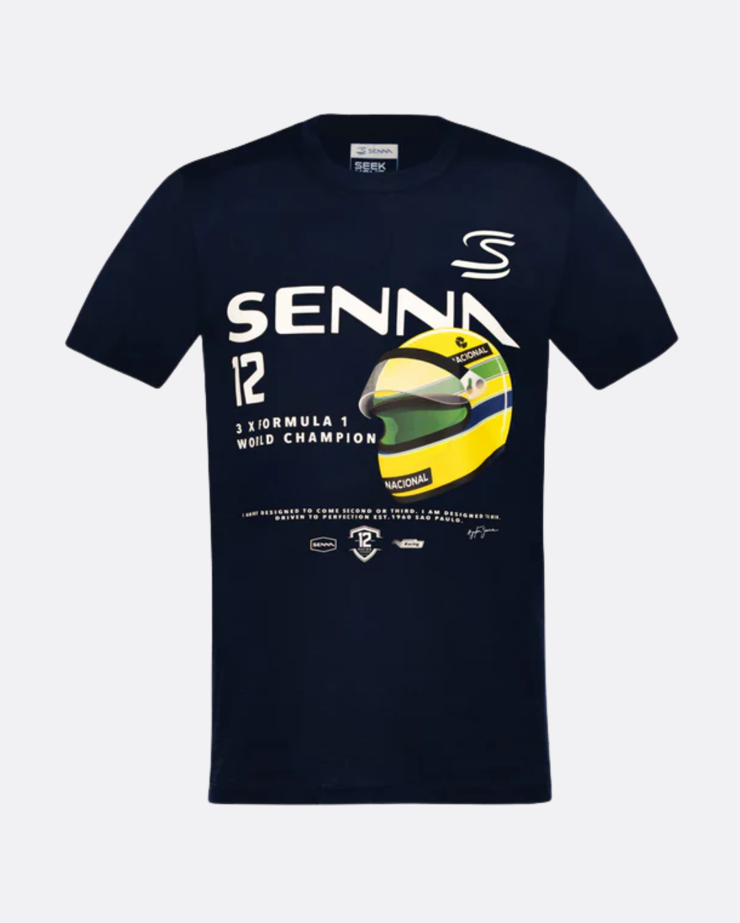 Camiseta Oficial Ayrton Senna F1 Azul Marino (XL/2XL)-0