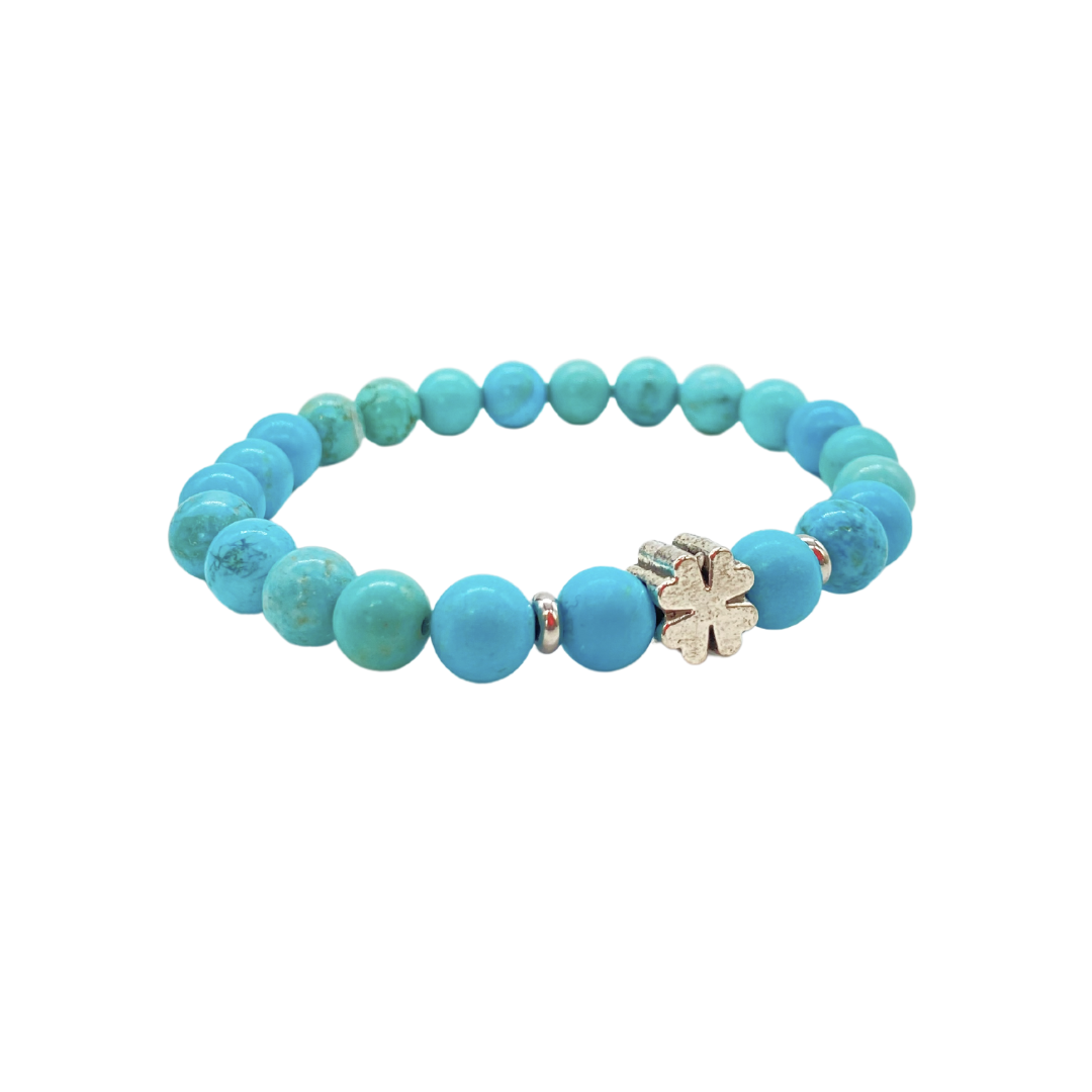 Pulsera Turquesa Trébol de la suerte-0