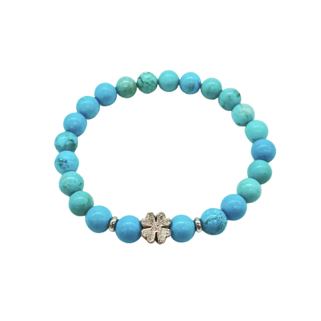 Pulsera Turquesa Trébol de la suerte-1