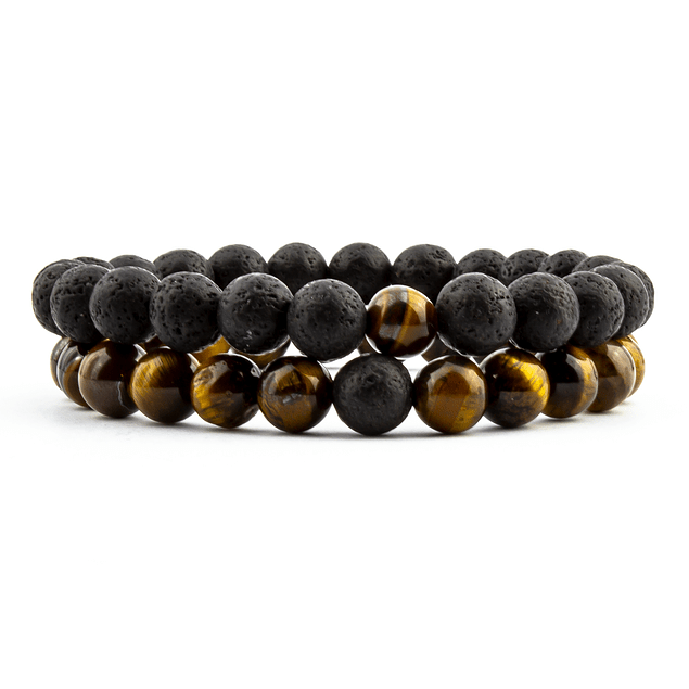 Conjunto Pulseras Lava Volcanica Ojo de Tigre-0
