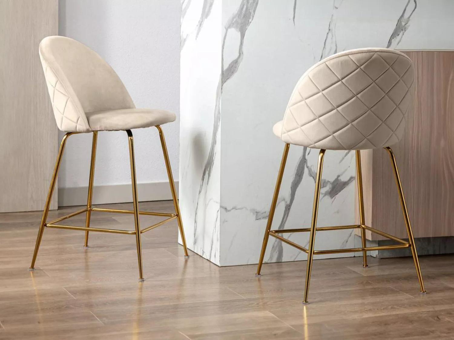 Pack 2 Taburetes Maya Velvet Beige 66 cm | Estilo Elegante y Cómodo-3