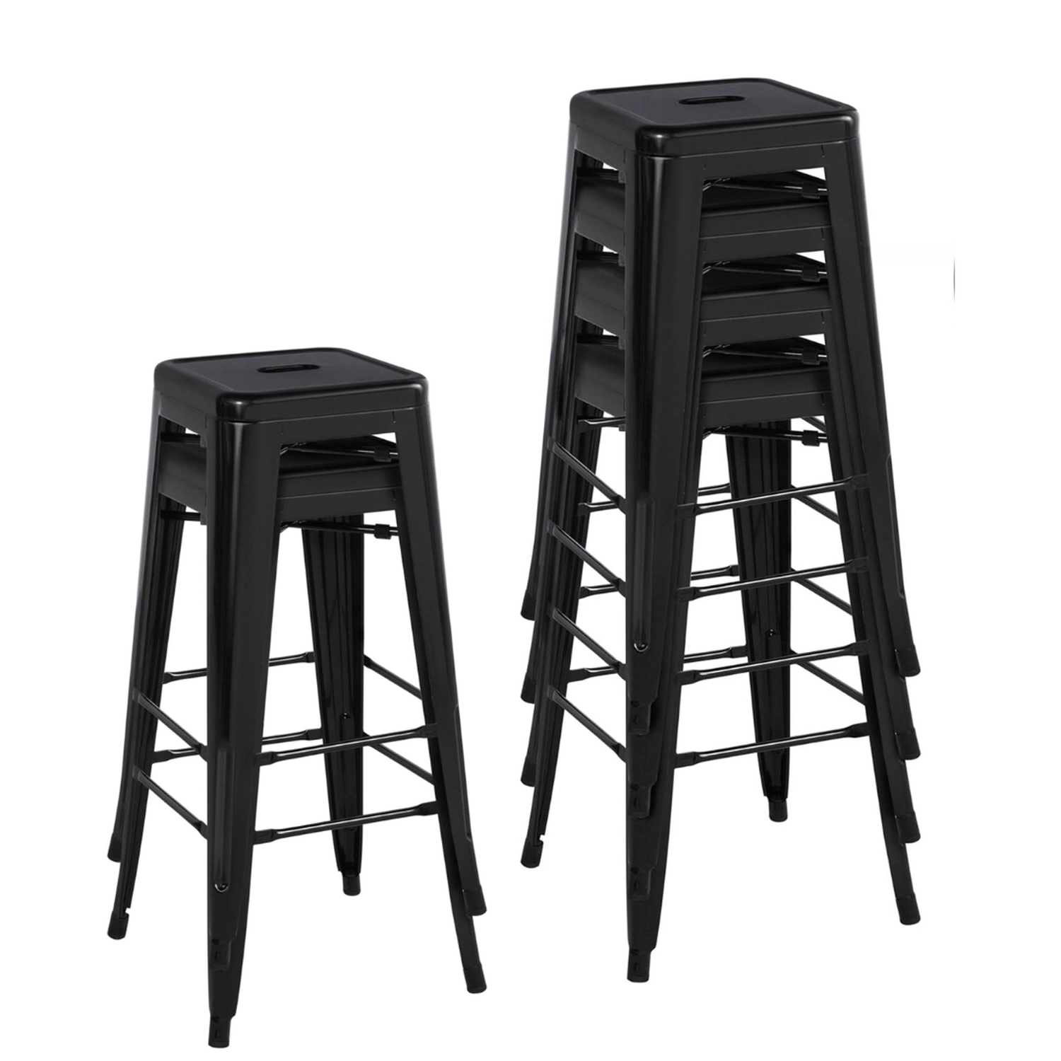 Taburete Tolix Negro de 77cm| Diseño Moderno | Apilable-2