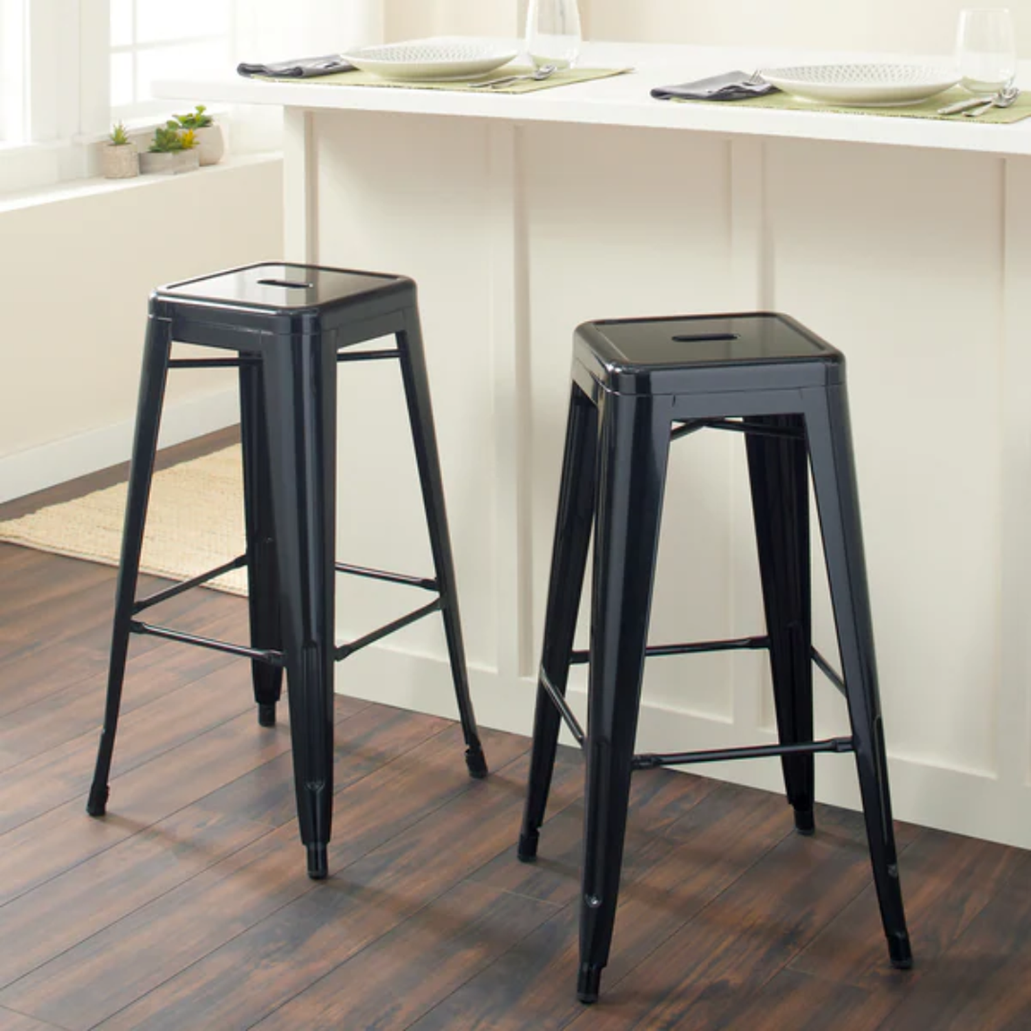Taburete Tolix Negro de 77cm| Diseño Moderno | Apilable-5