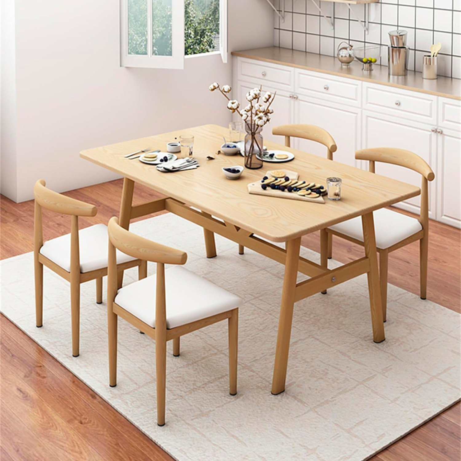 Mesa Rectangular Konna 120x70 cm | Estilo Nórdico en MDF y Metal-3