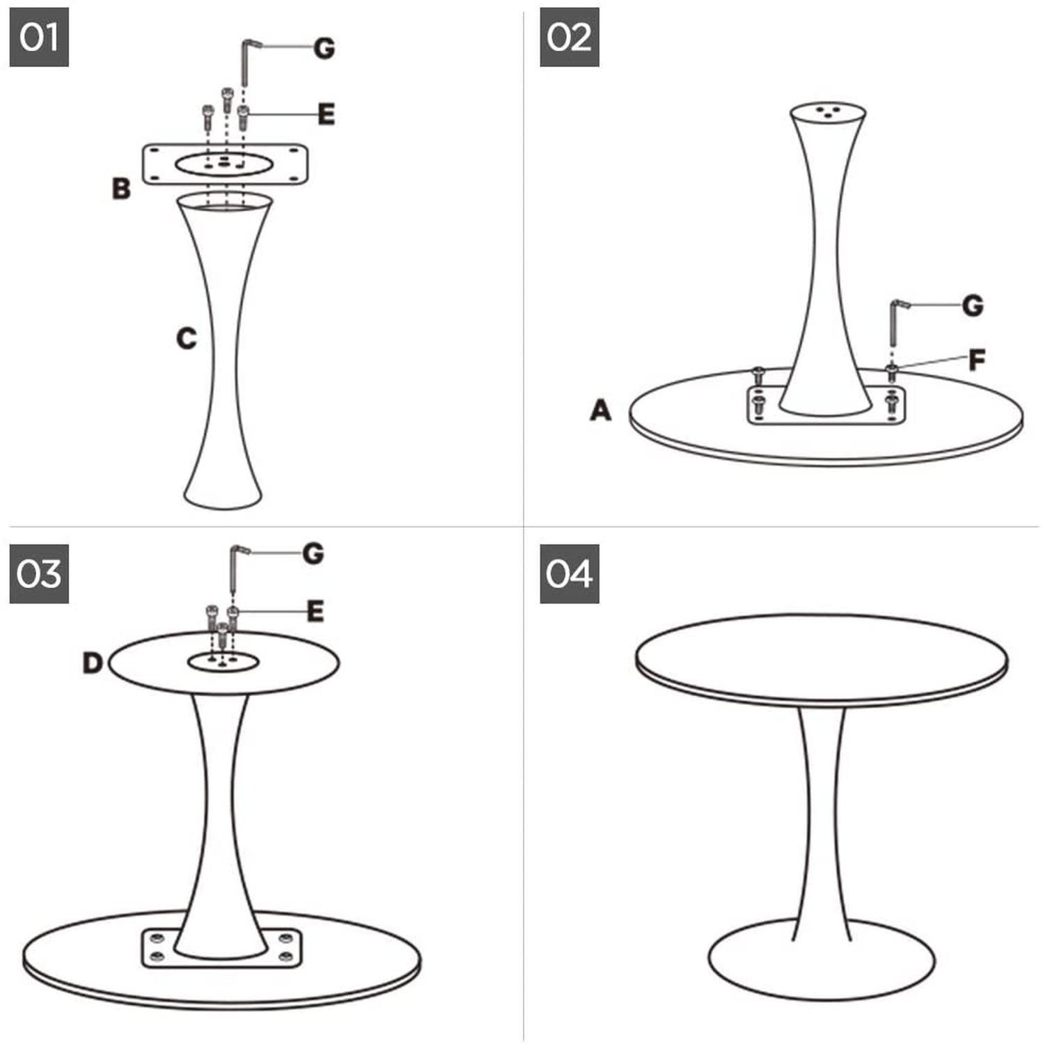 Comedor Mesa Tulip Redonda 80cm Blanca + 4 Sillas Tulip Negro-4