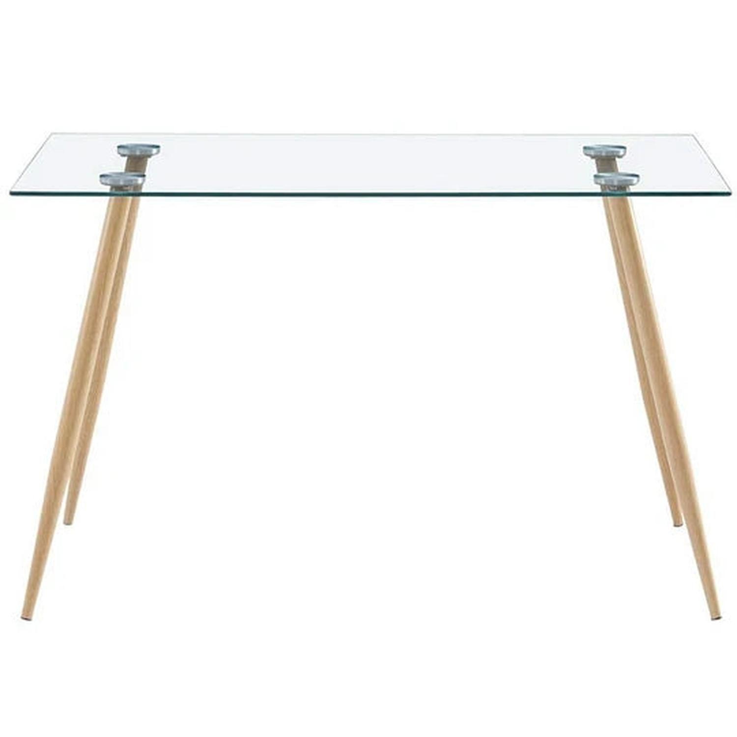 Comedor Mesa Rectangular Vitreo 120x80 + 4 Sillas Tulip Gris-3