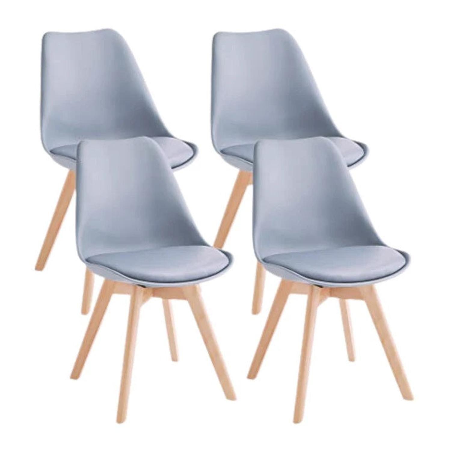 Comedor Mesa Rectangular Vitreo 120x80 + 4 Sillas Tulip Gris-5