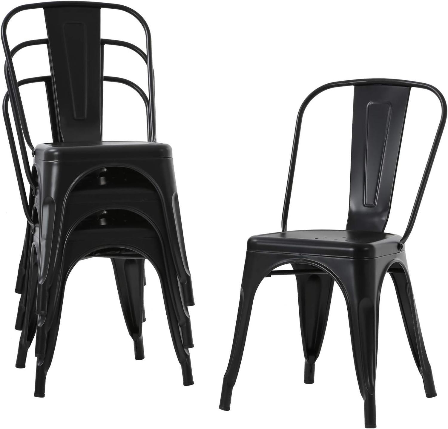 Pack 4 Sillas Tolix Acero Negras | Resistente para Exterior e Interior-4