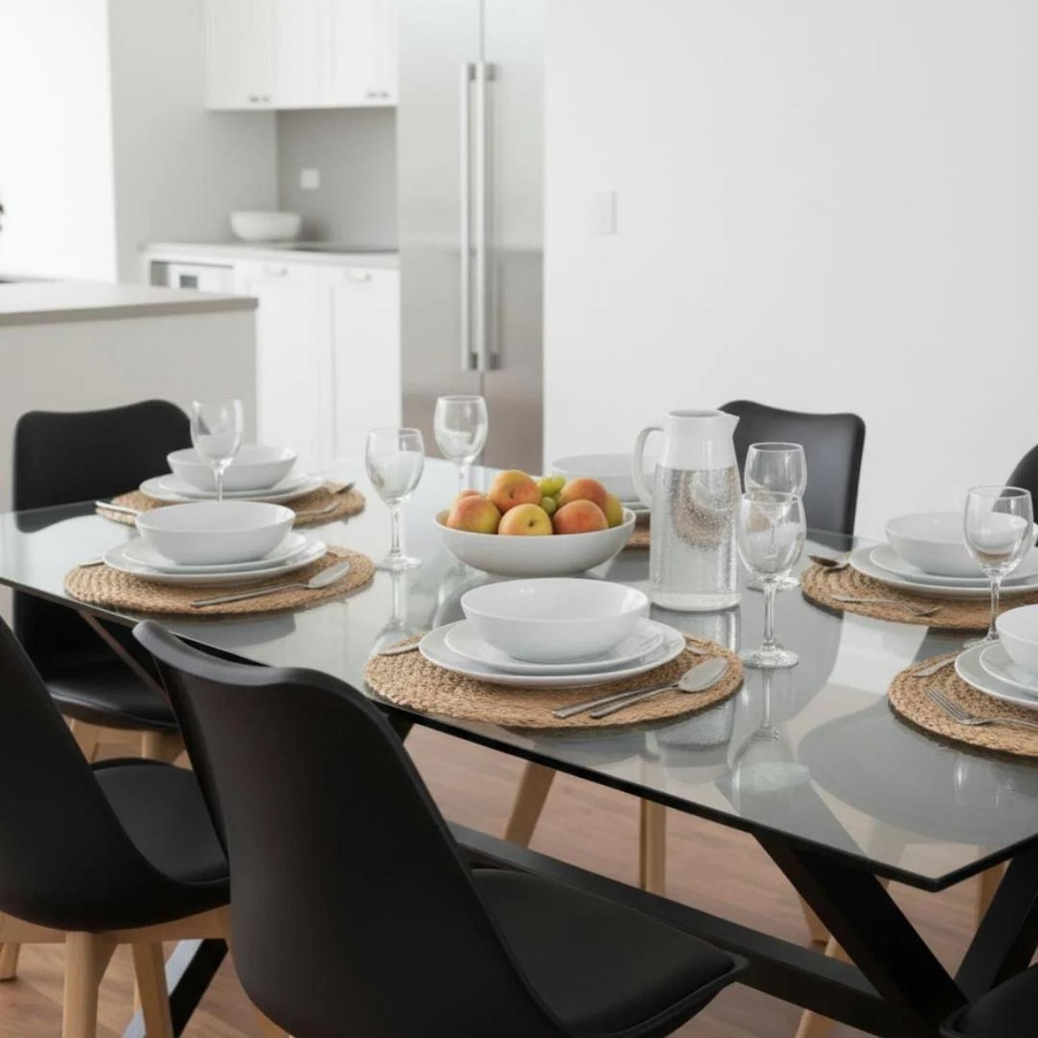Comedor Mesa Xinia Negro 130x80 cm + 4 Sillas Tulip Negro-2