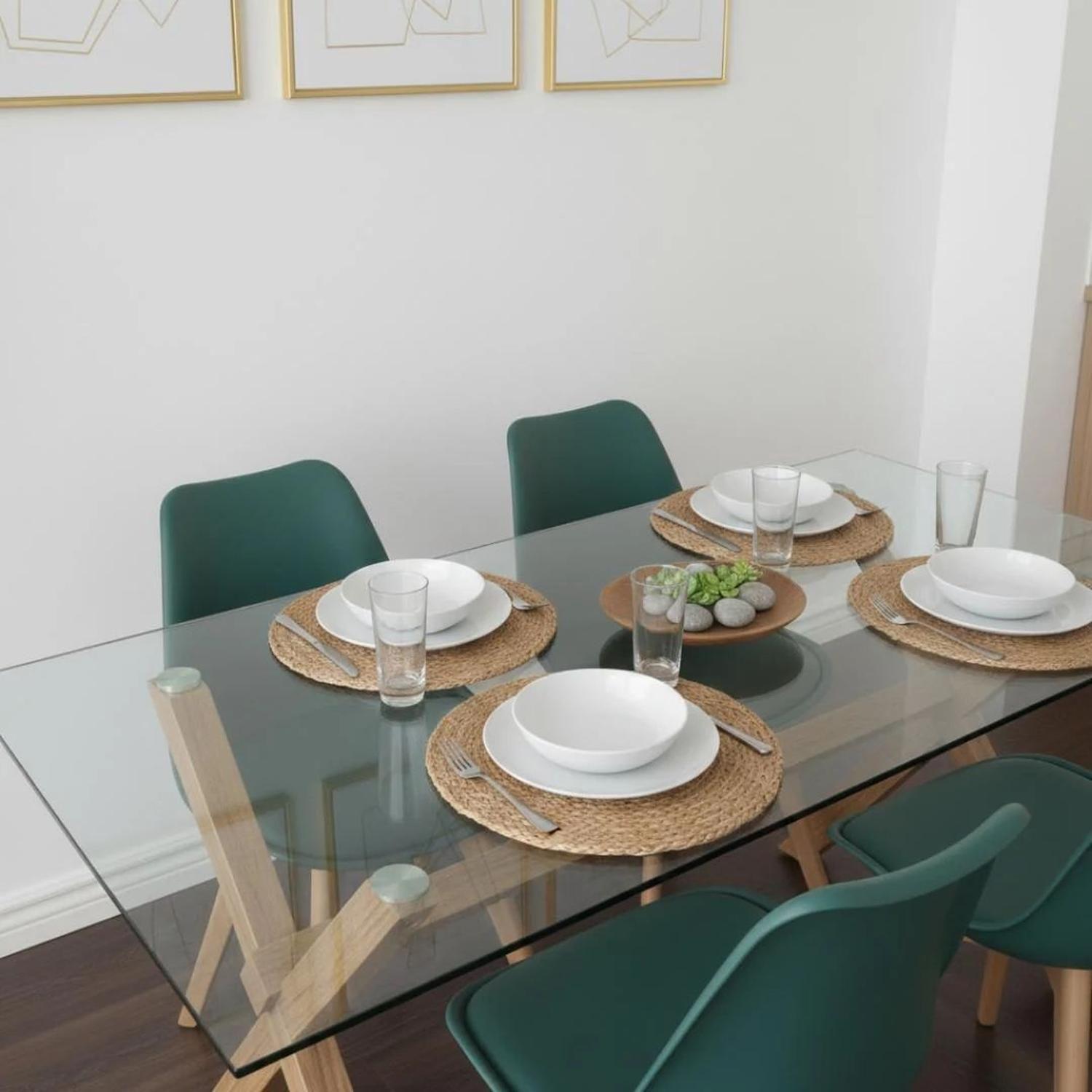 Comedor Moderno Mesa Xinia 140X90 + 6 Sillas Tulip Verde Esmeralda-3