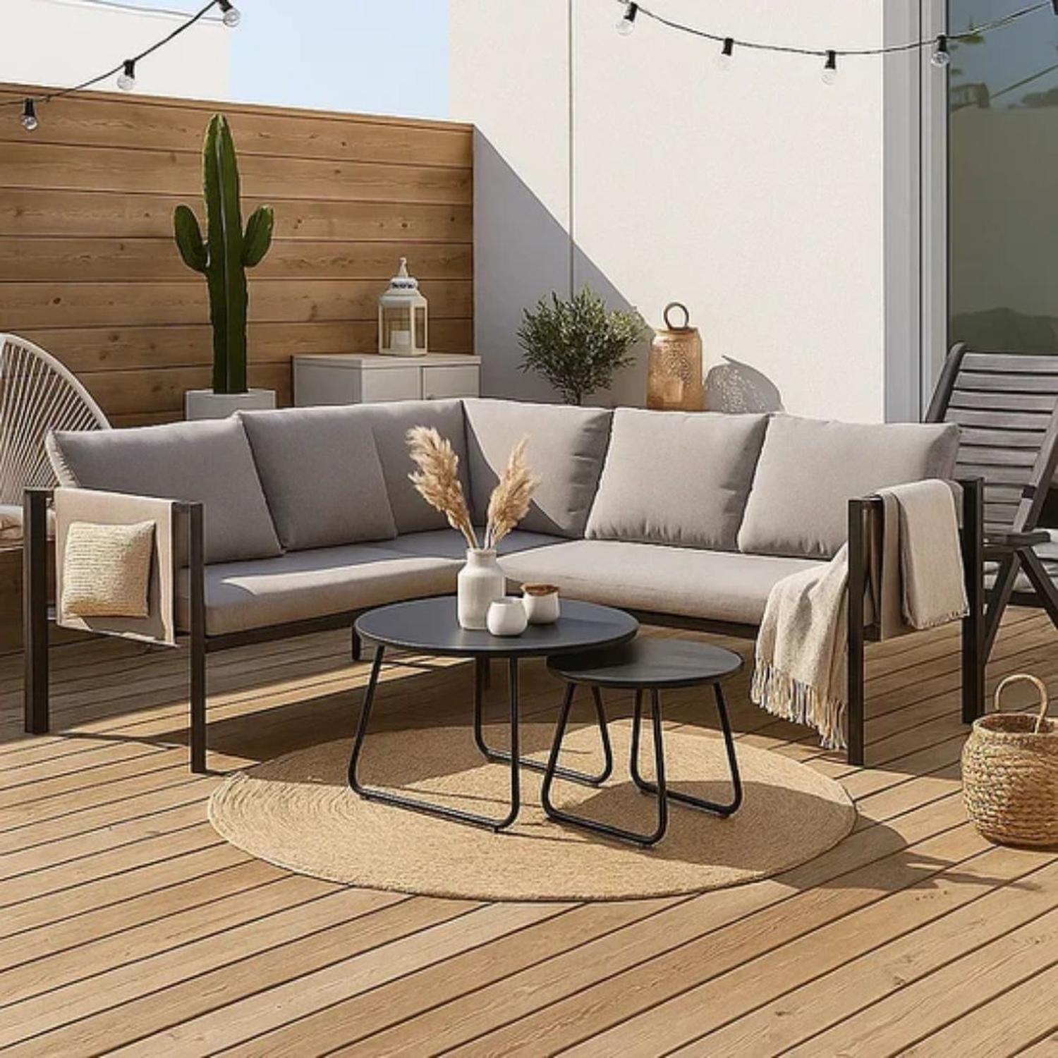 Juego de Terraza Grey | Sofá Esquinero + 2 Mesas de Centro-3