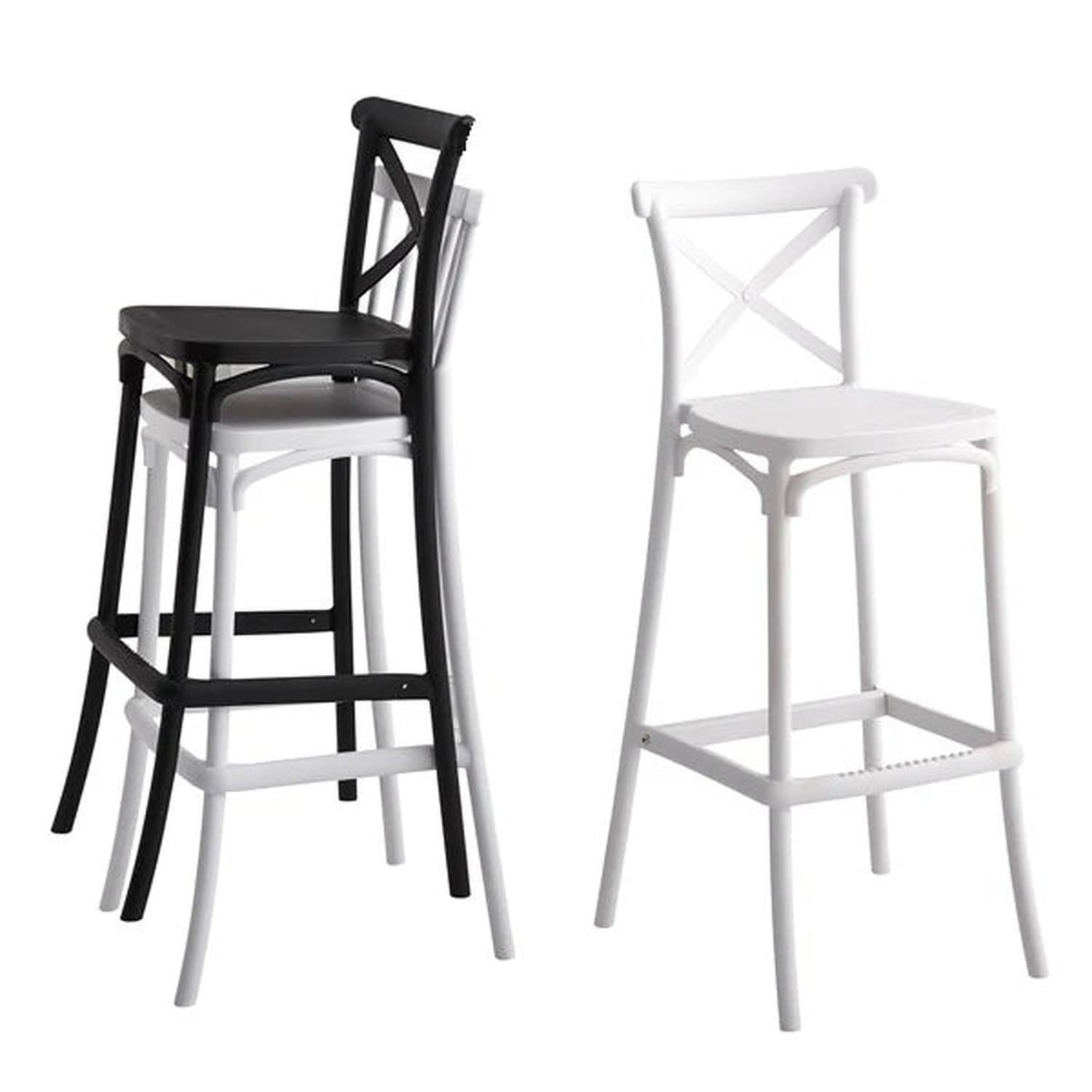 Pack 2 Taburetes Crossback Negro 66 cm| Diseño Moderno y Cómodo-5