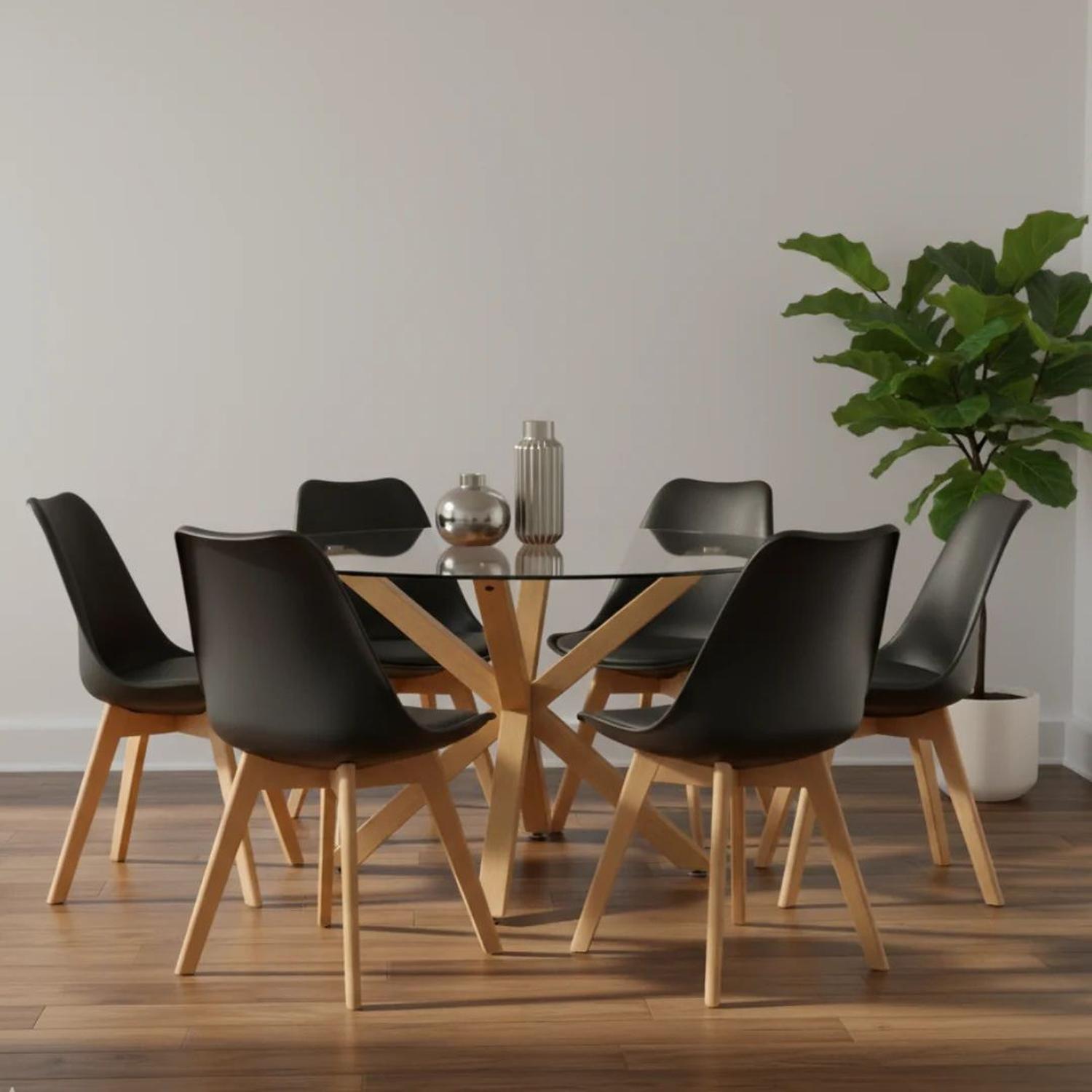 Comedor Mesa Redonda Equiz 120cm + 6 Sillas Tulip Negro-2